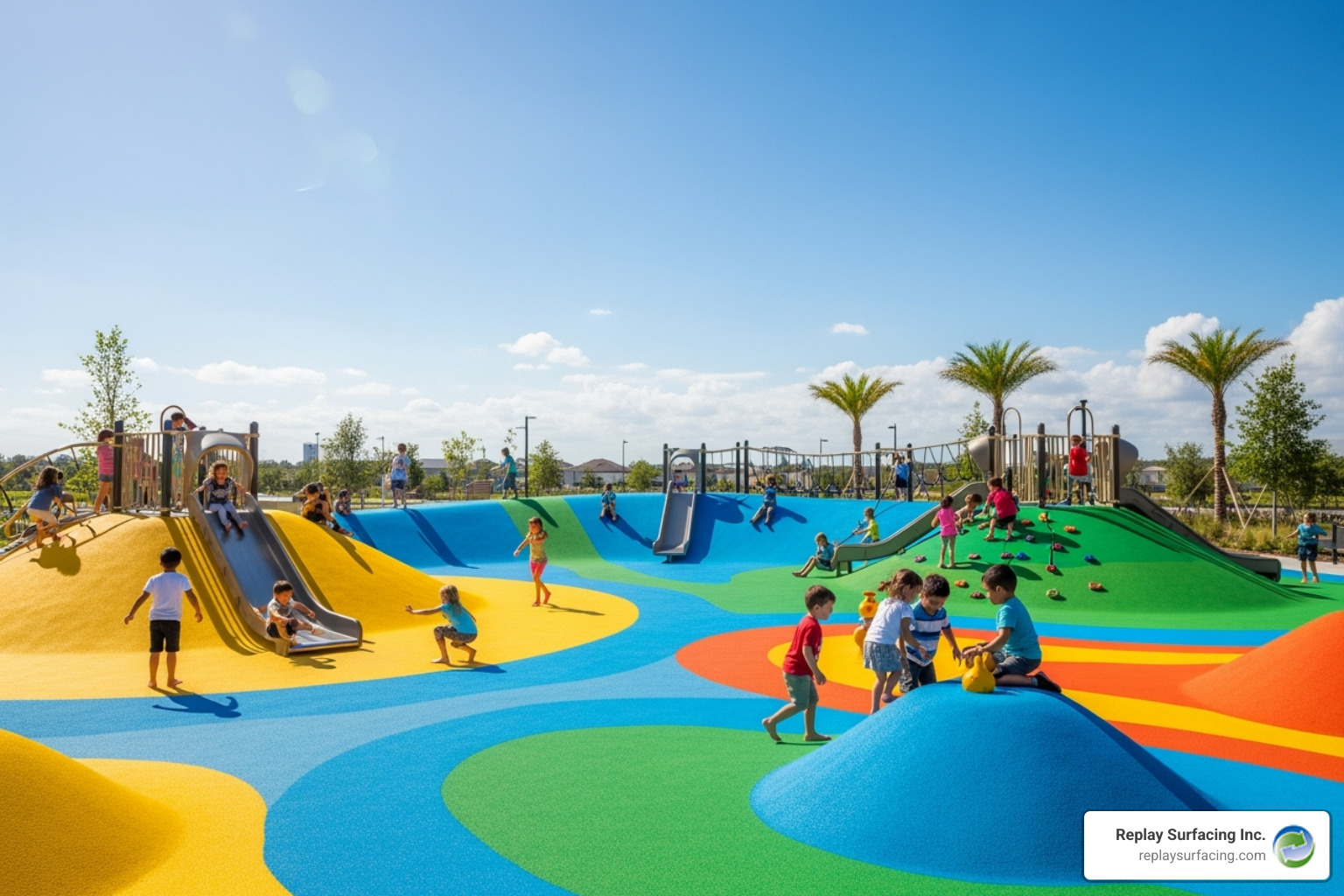 vibrant, custom-designed poured-in-place rubber playground in Orlando, FL - best playground flooring vibrant, custom-designed poured-in-place rubber playground in Orlando, FL - best playground flooring