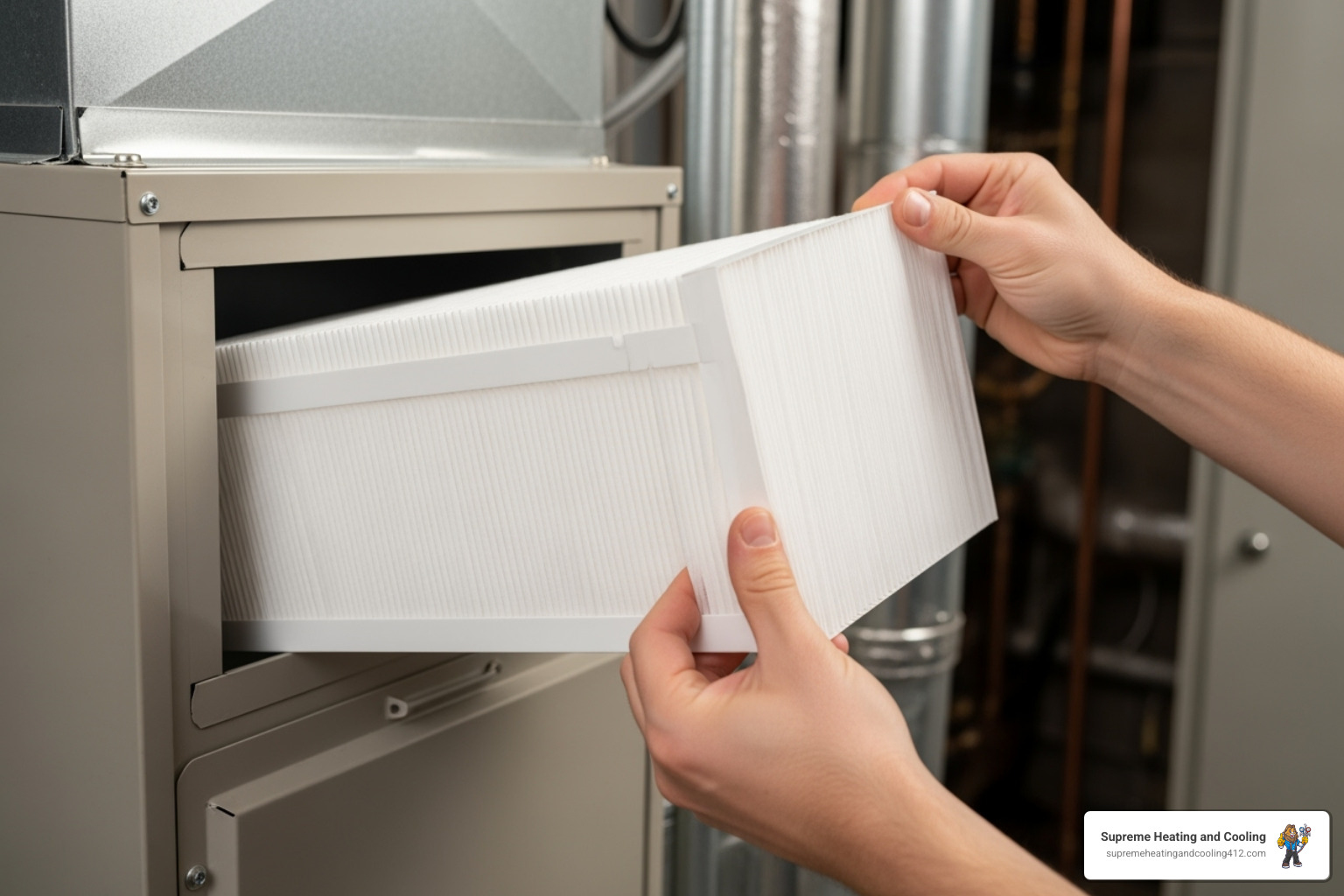 homeowner changing a clean air filter - heat pump making noise in sewickley, pa