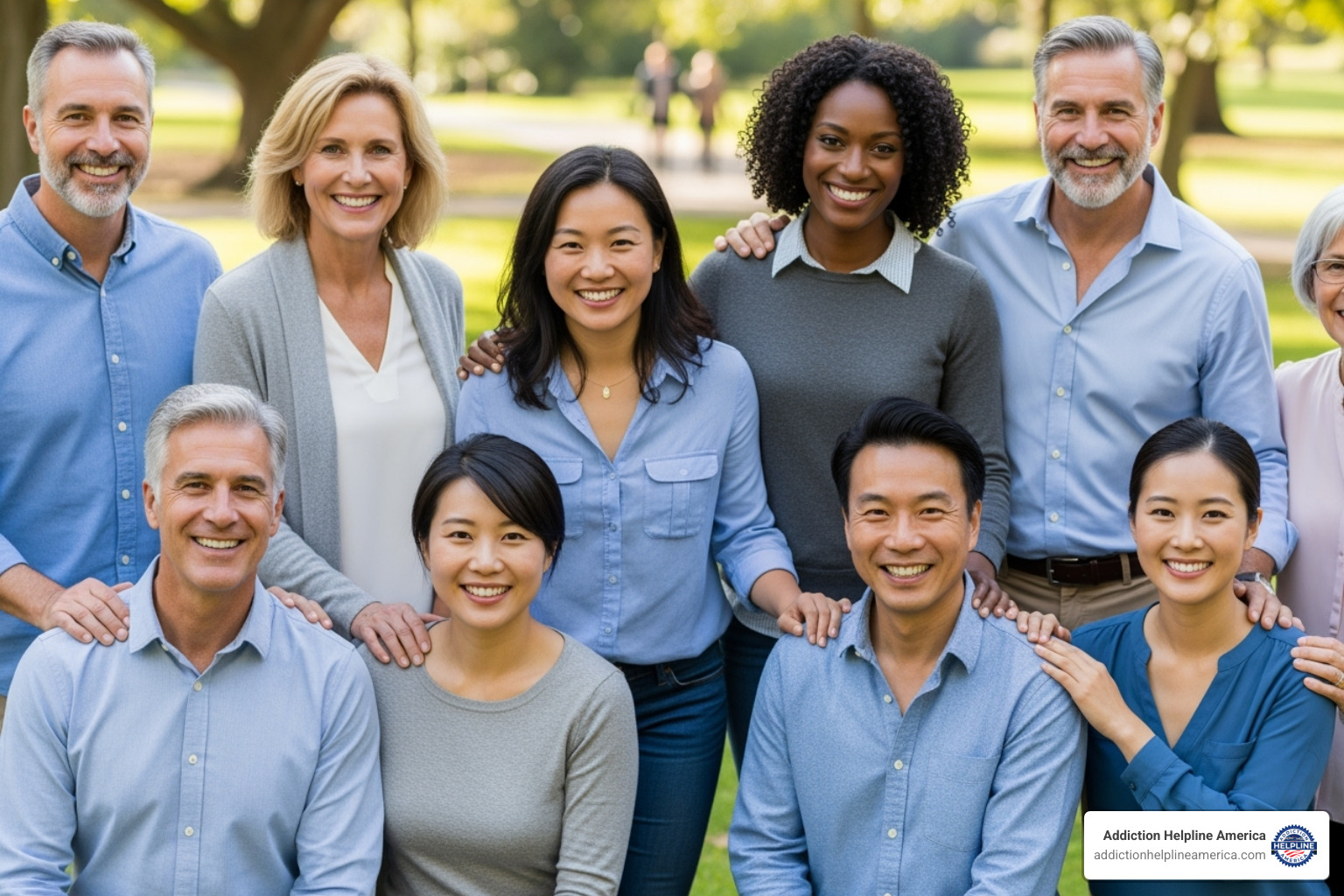 Diverse group of people smiling and supporting each other - Drug rehab Costa Mesa Diverse group of people smiling and supporting each other - Drug rehab Costa Mesa