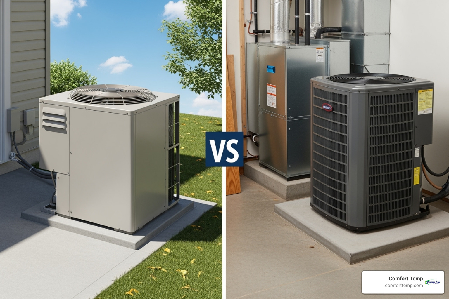 comparing a self-contained packaged unit to a split system's two components - manufactured home heating and cooling systems comparing a self-contained packaged unit to a split system's two components - manufactured home heating and cooling systems