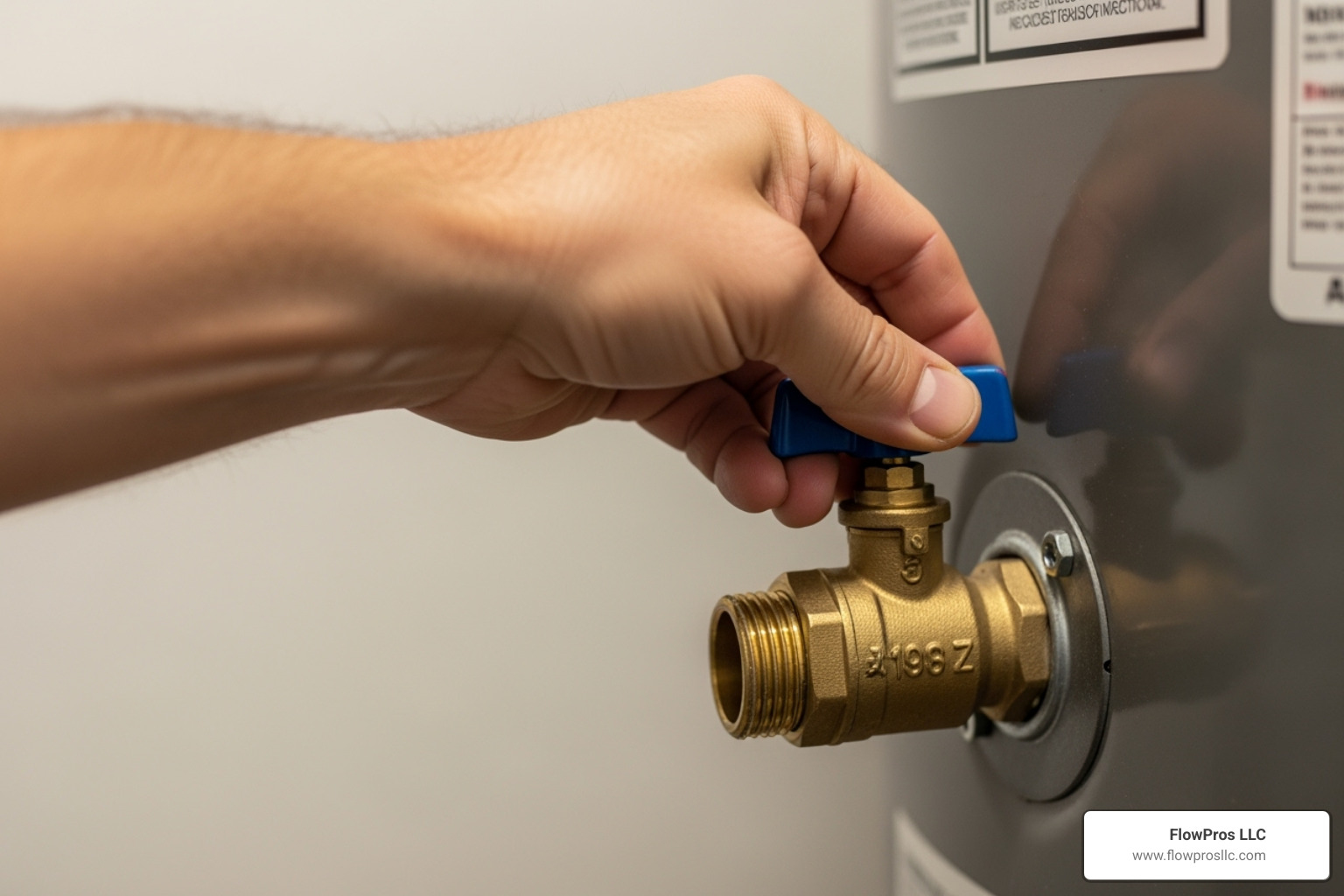a water heater's main water shut-off valve being turned - 24 hour water heater installation and repair service in odessa, fl a water heater's main water shut-off valve being turned - 24 hour water heater installation and repair service in odessa, fl