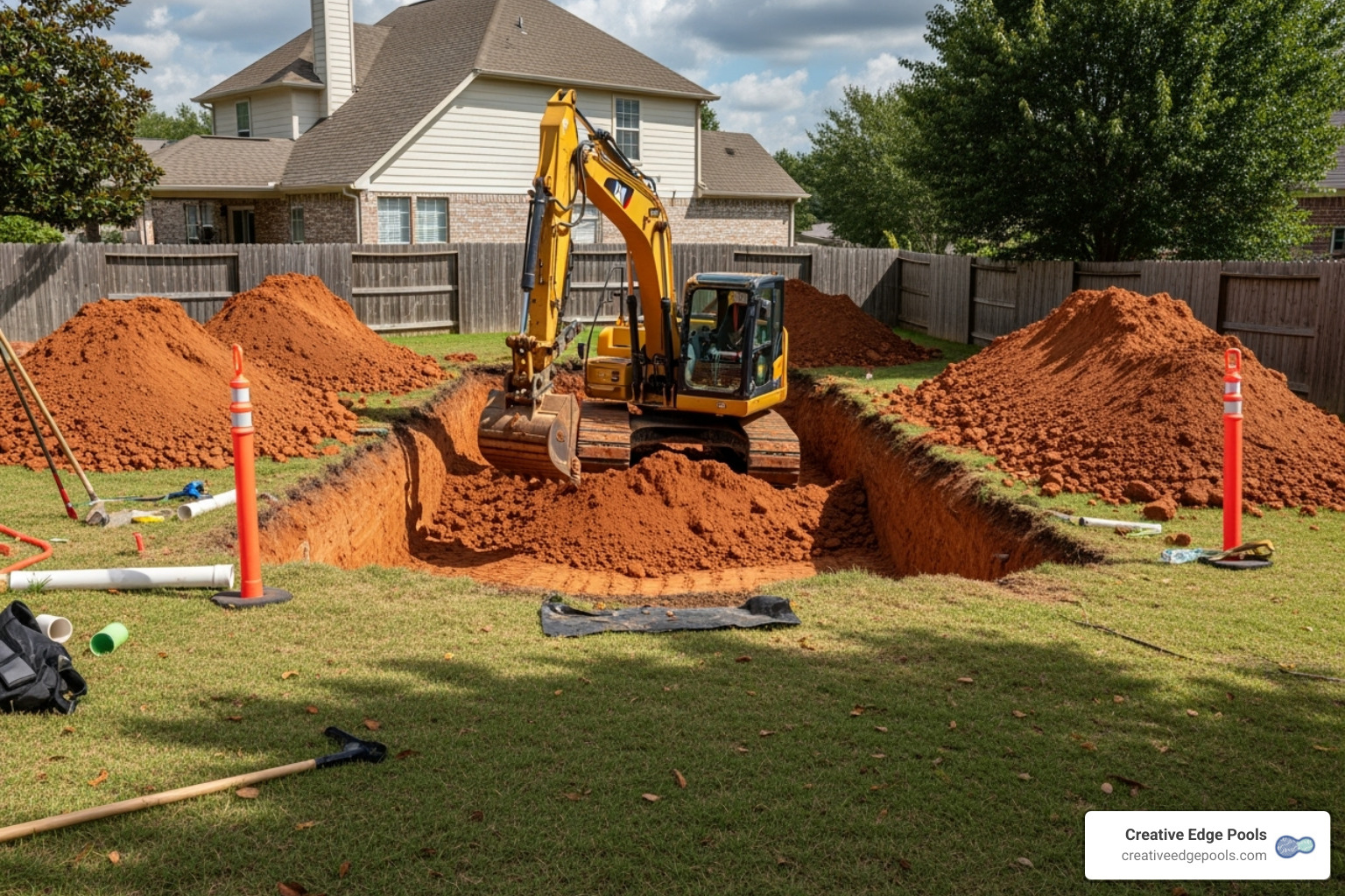 excavation phase for a new pool - New Gunite Pool Installation