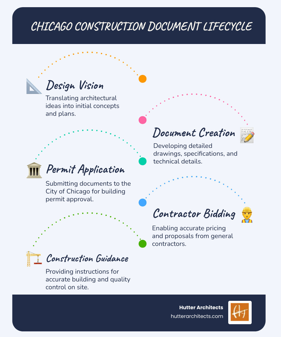 construction documents lifecycle infographic - construction documents chicago infographic infographic-line-5-steps-blues-accent_colors