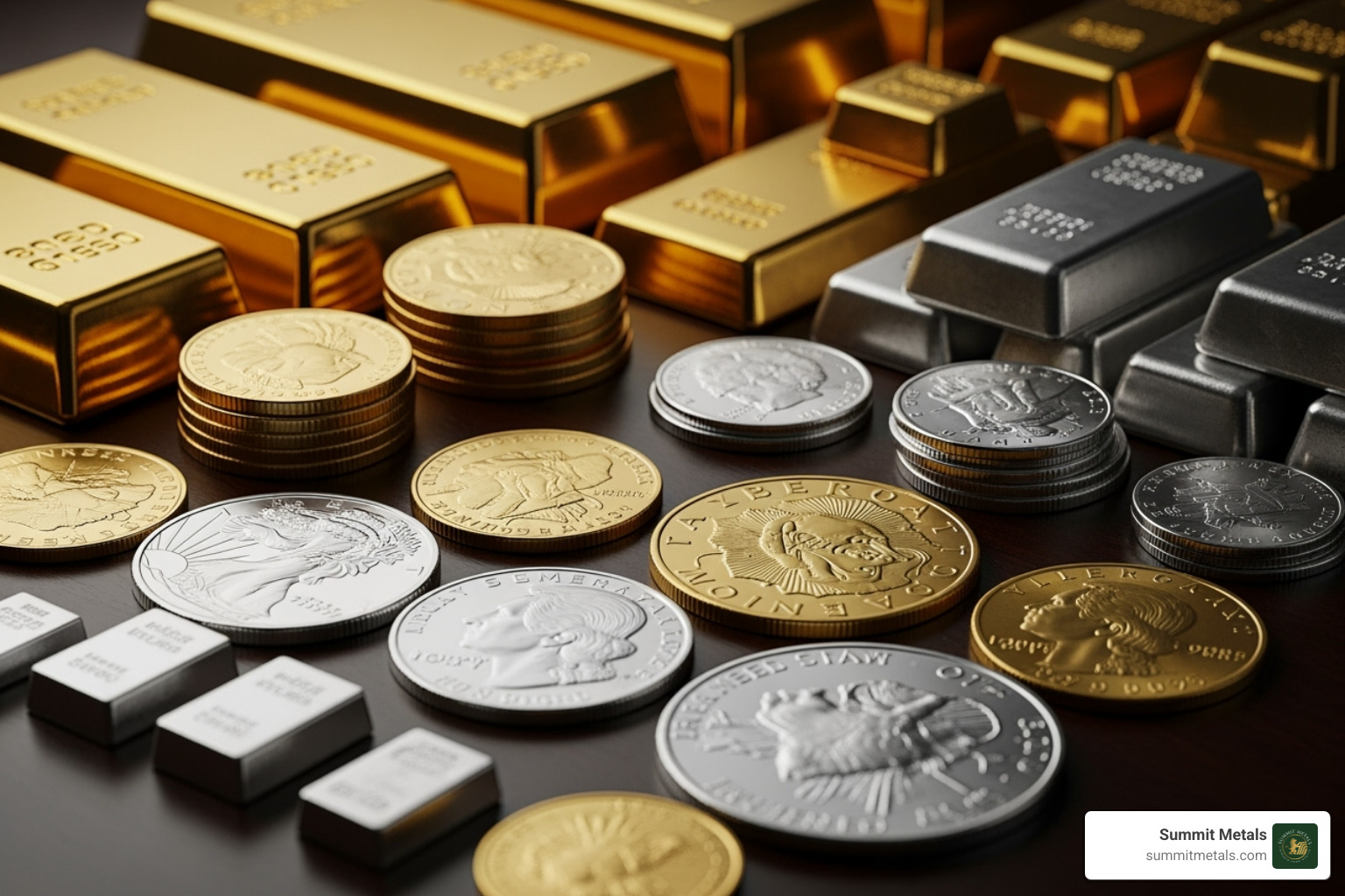 various gold and silver products like coins, bars, and rounds - silver gold silver