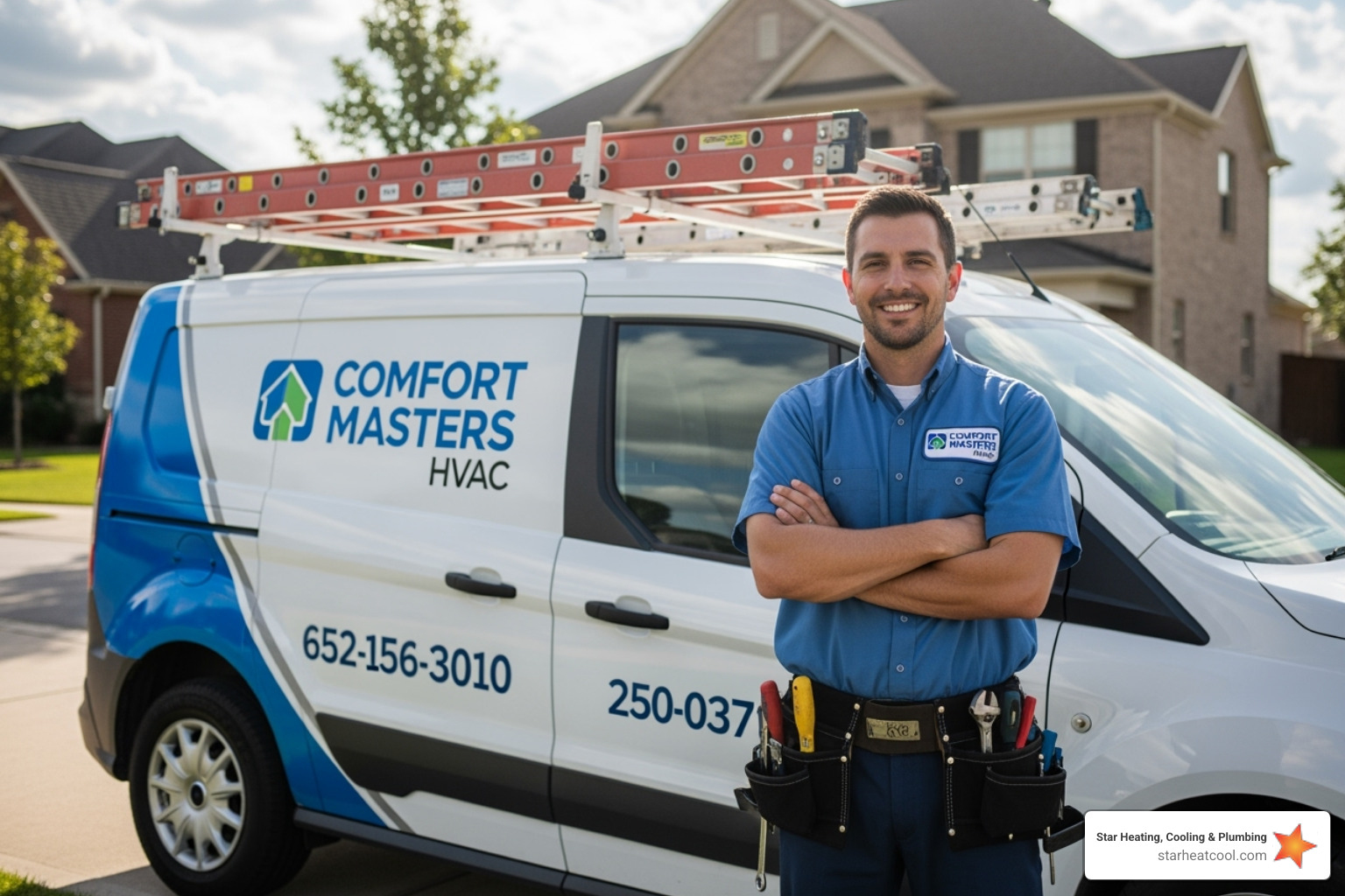 friendly professional technician with a service van - heating service in anderson in friendly professional technician with a service van - heating service in anderson in