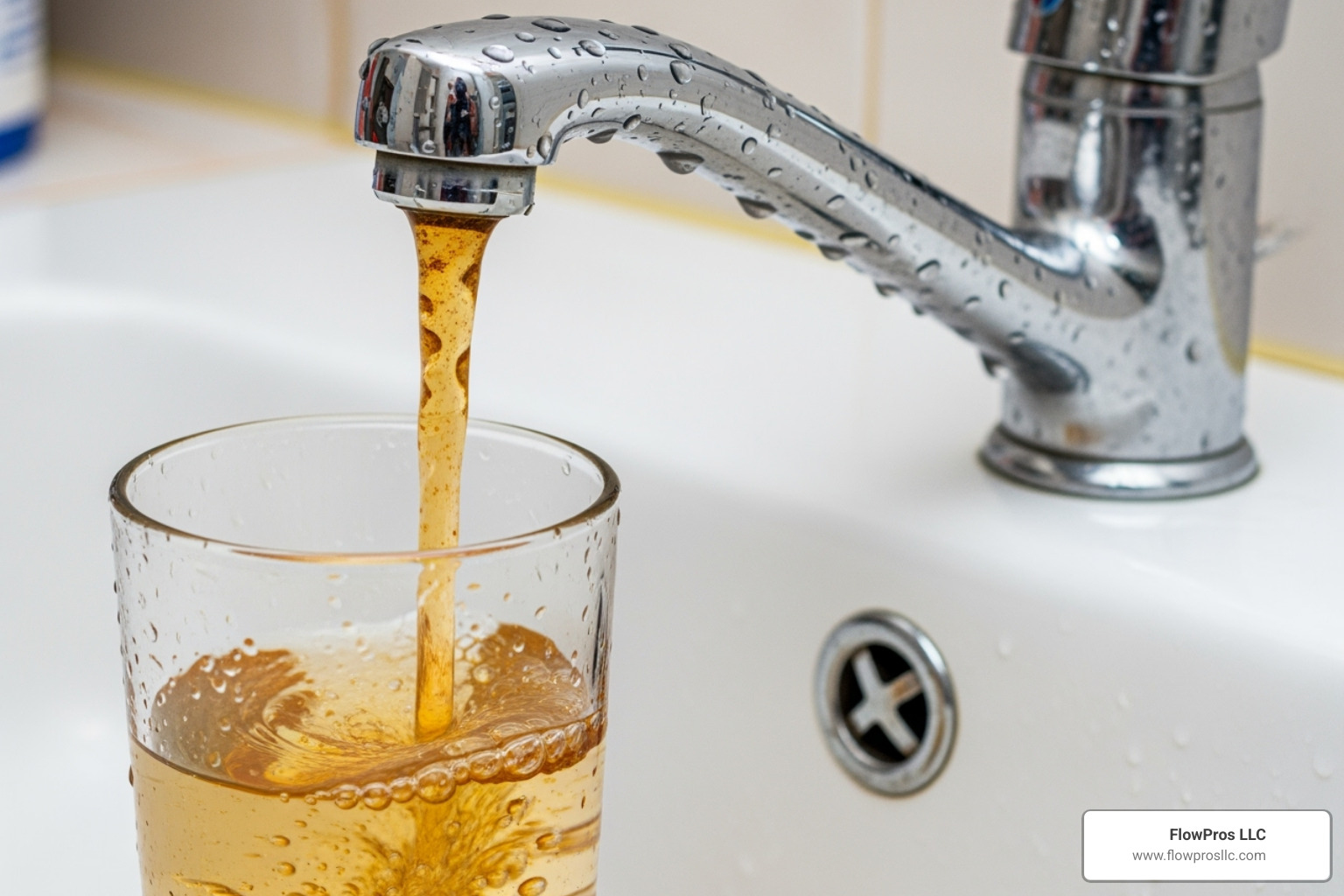 Discolored water coming from a faucet into a clear glass - residential plumbing services replacement in longboat key, fl