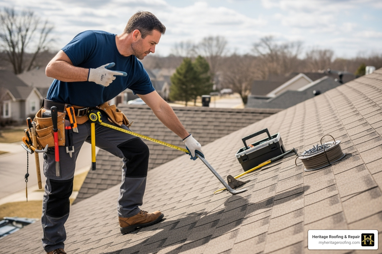 roofer inspecting shingles - can i claim a roof leak on insurance