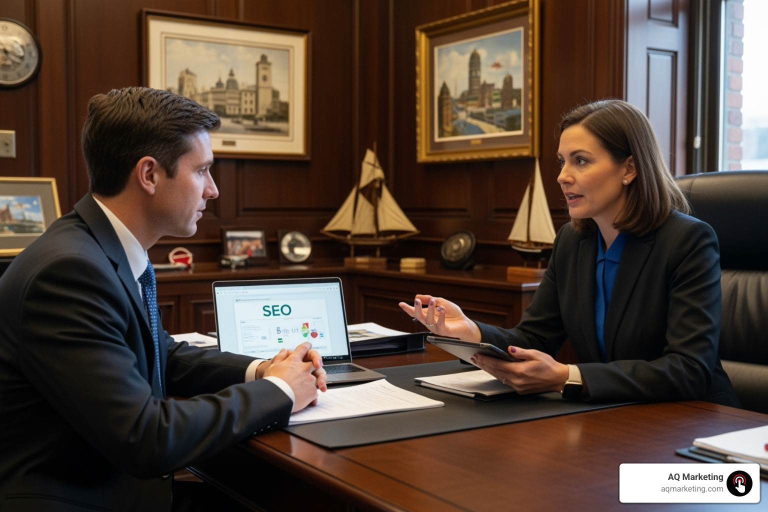 Business owner having a consultation meeting with an SEO consultant - Wakefield SEO consultants Business owner having a consultation meeting with an SEO consultant - Wakefield SEO consultants