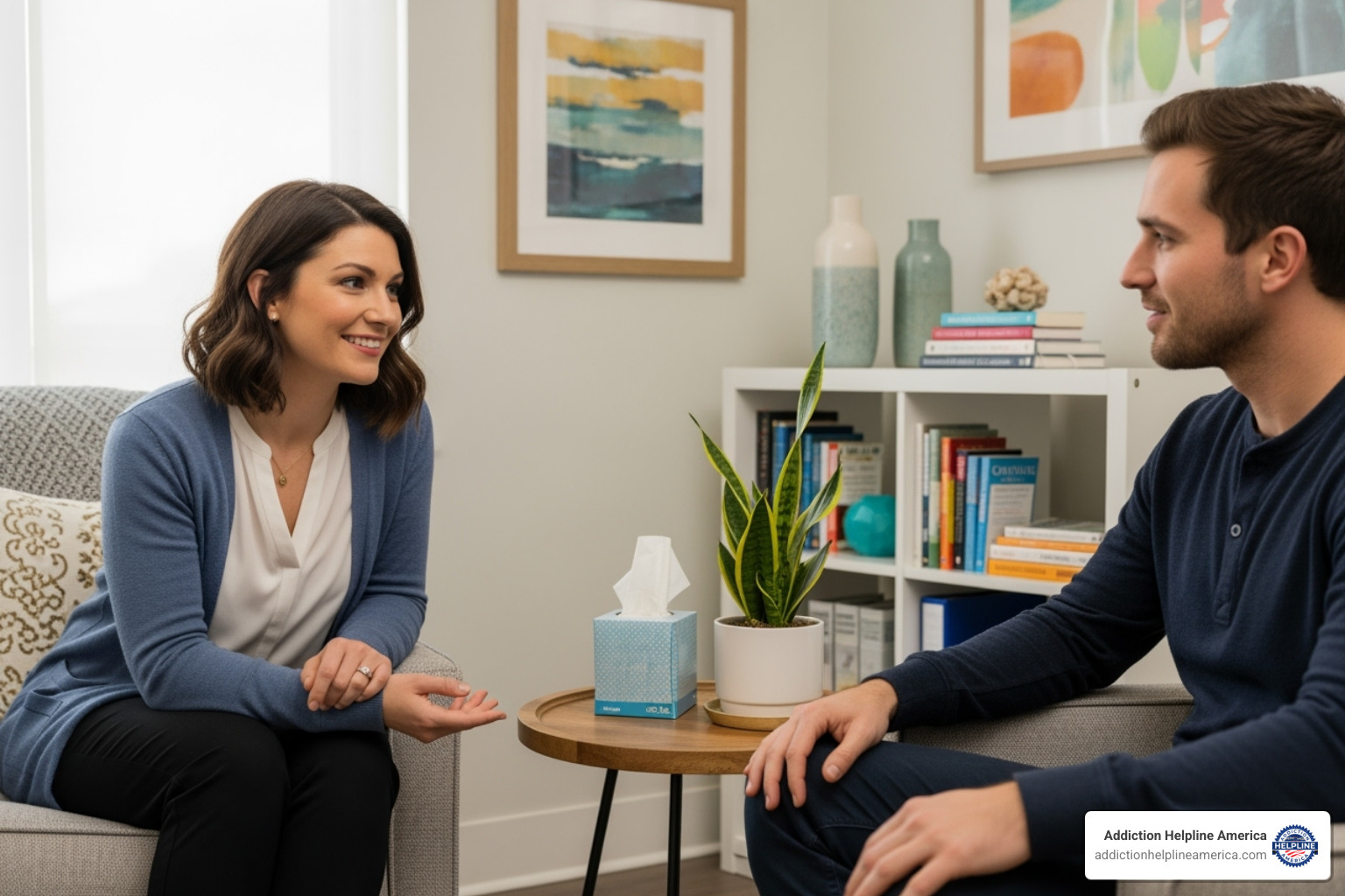 compassionate therapist talking with a patient - drug rehab centers in costa mesa