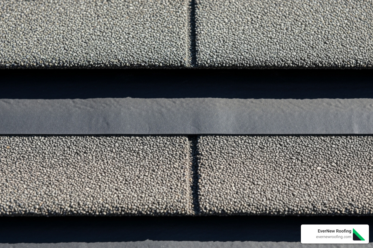 a close-up showing shingle layers bonded together - roof shingle sealant
