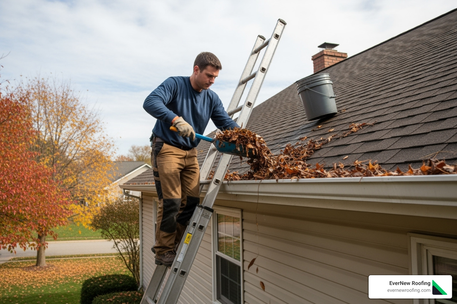 homeowner cleaning gutters - extend roof lifespan