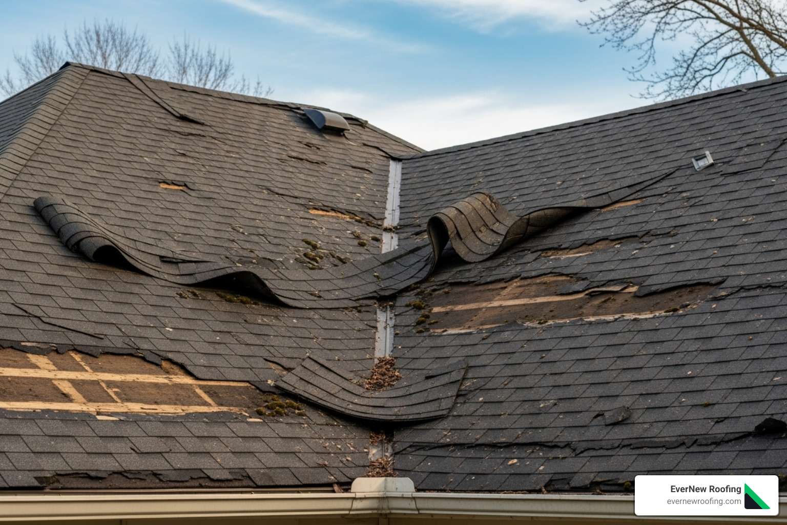 weather damaged roof - Asphalt shingle life expectancy