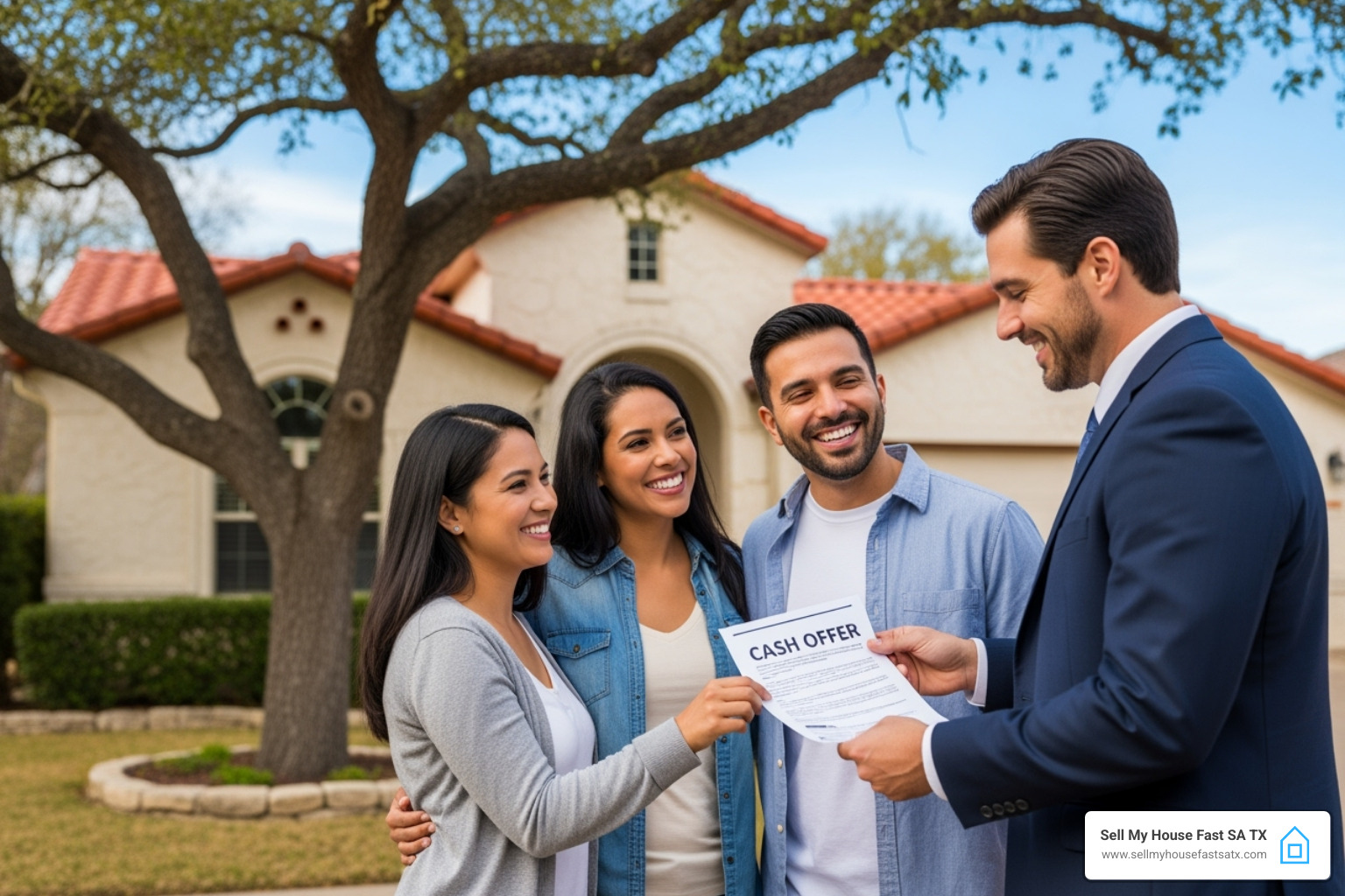 Happy family receiving a good cash offer - can i sell my house to avoid foreclosure