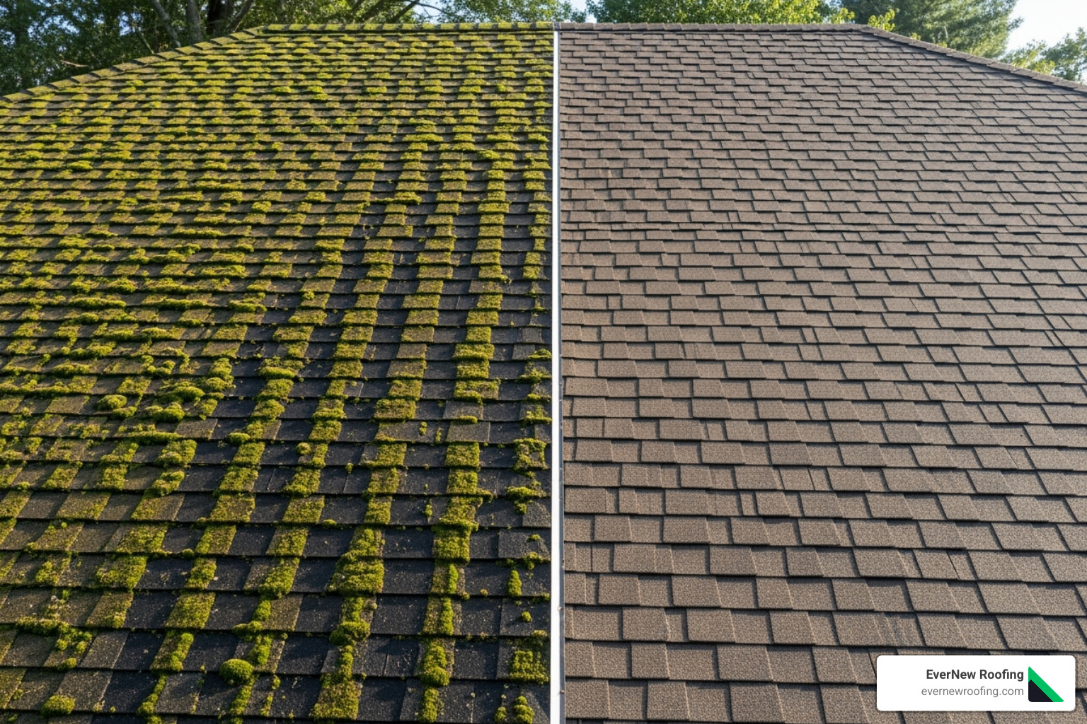 before and after roof cleaning - professional roof care