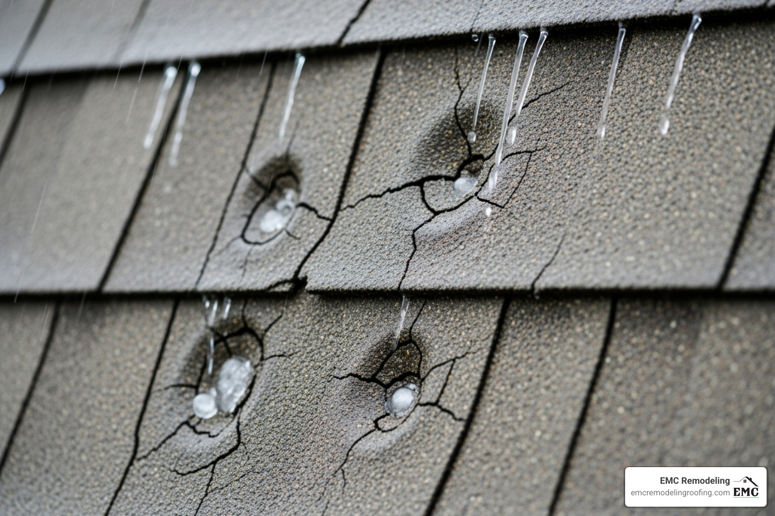 distinct hail impact marks on siding shingles - shingle siding repair georgetown tx
