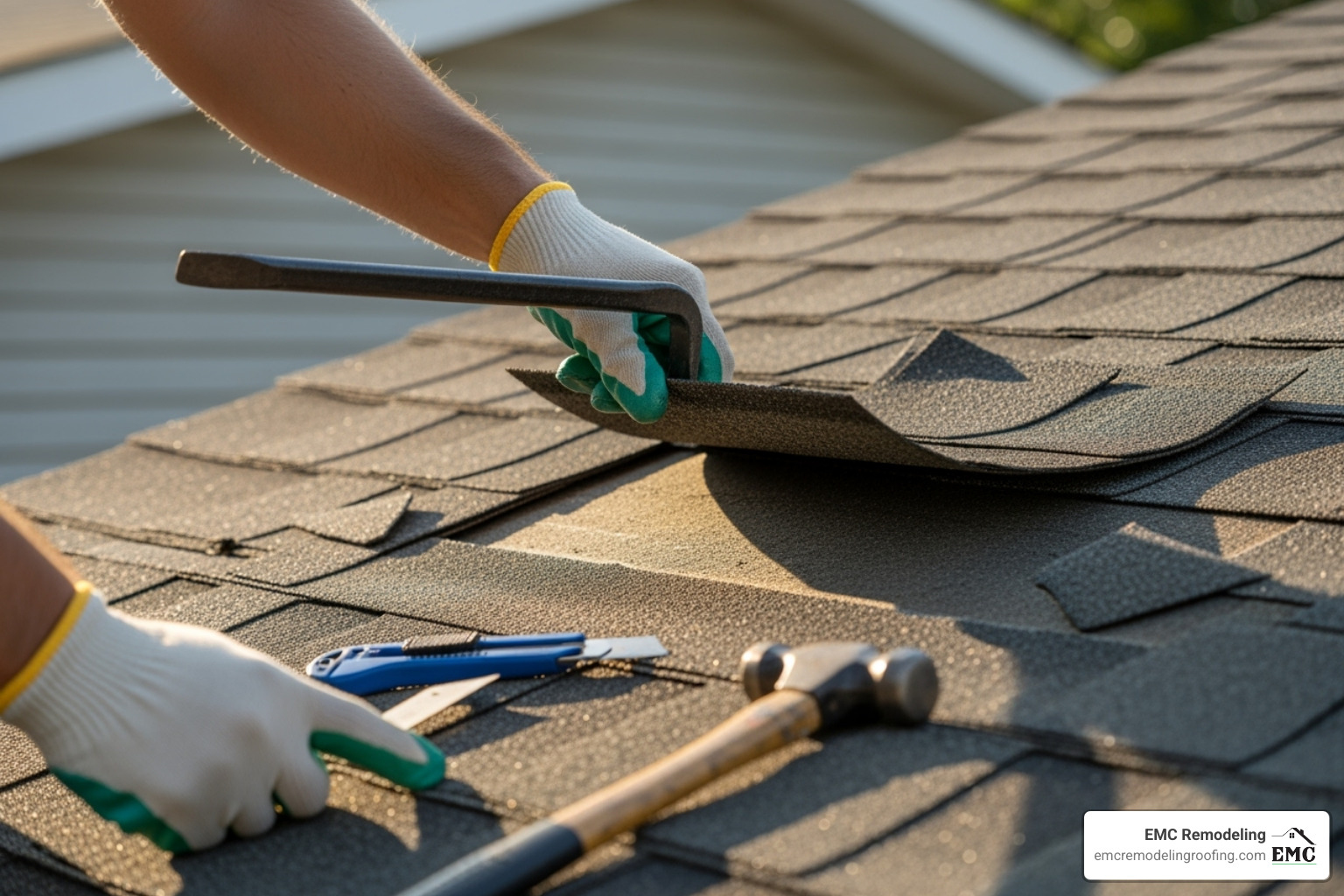contractor carefully replacing a damaged siding shingle - shingle siding repair georgetown tx