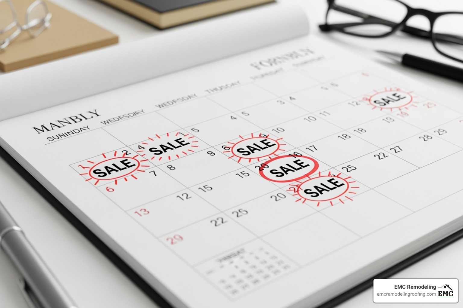 calendar with Sale marked - Discount windows Killeen