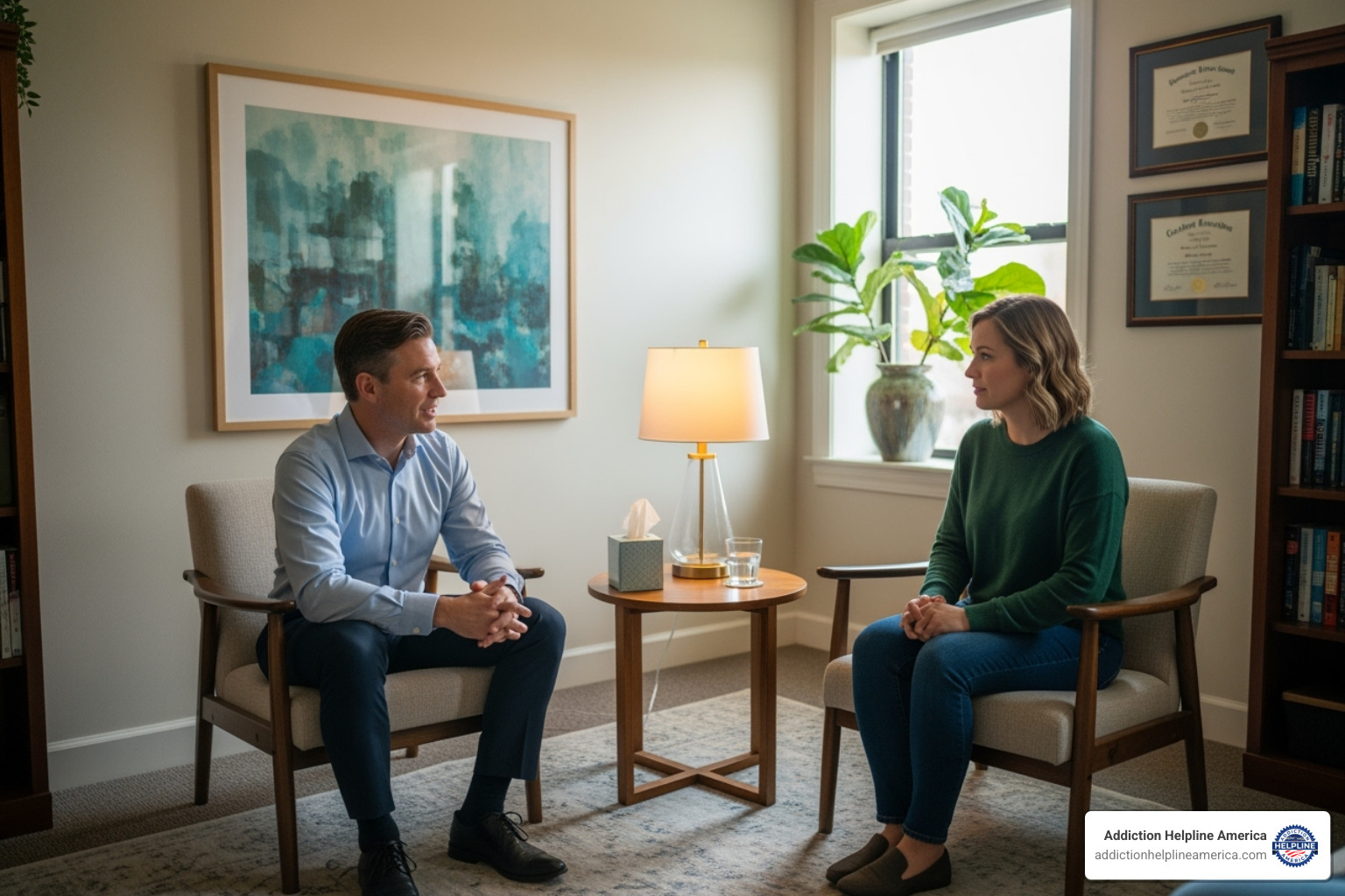 Therapist and patient during a counseling session - rehab in Costa Mesa