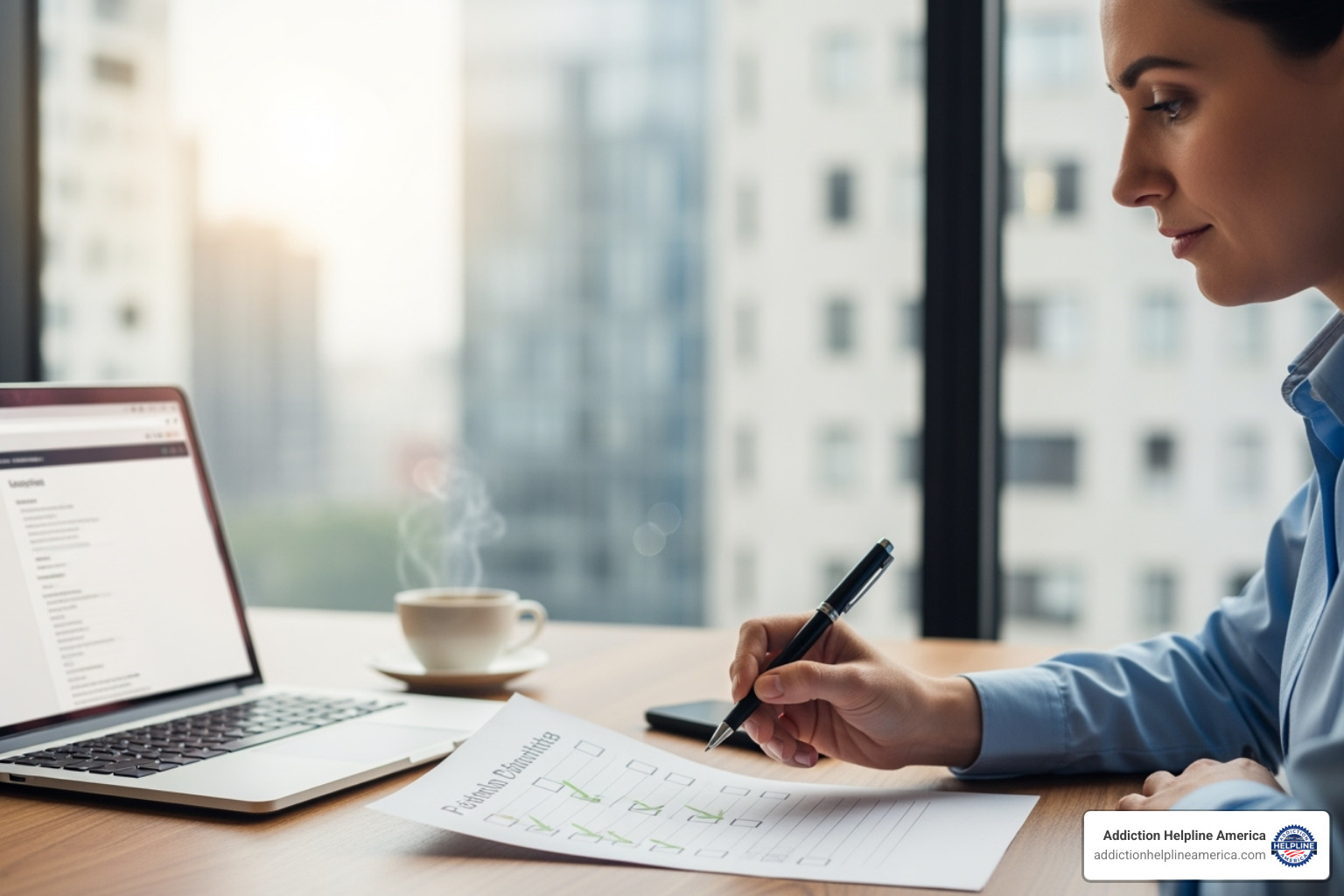 person reviewing checklist - best rehab programs