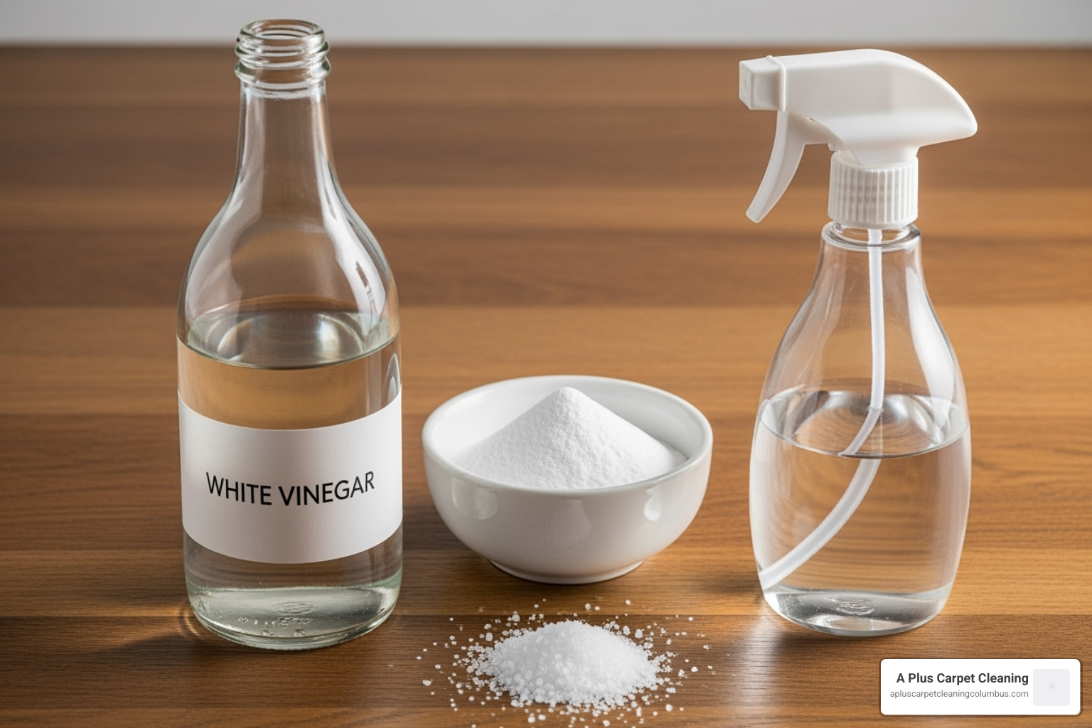 white vinegar, baking soda, and salt next to a spray bottle - carpet cleaning home remedies white vinegar, baking soda, and salt next to a spray bottle - carpet cleaning home remedies