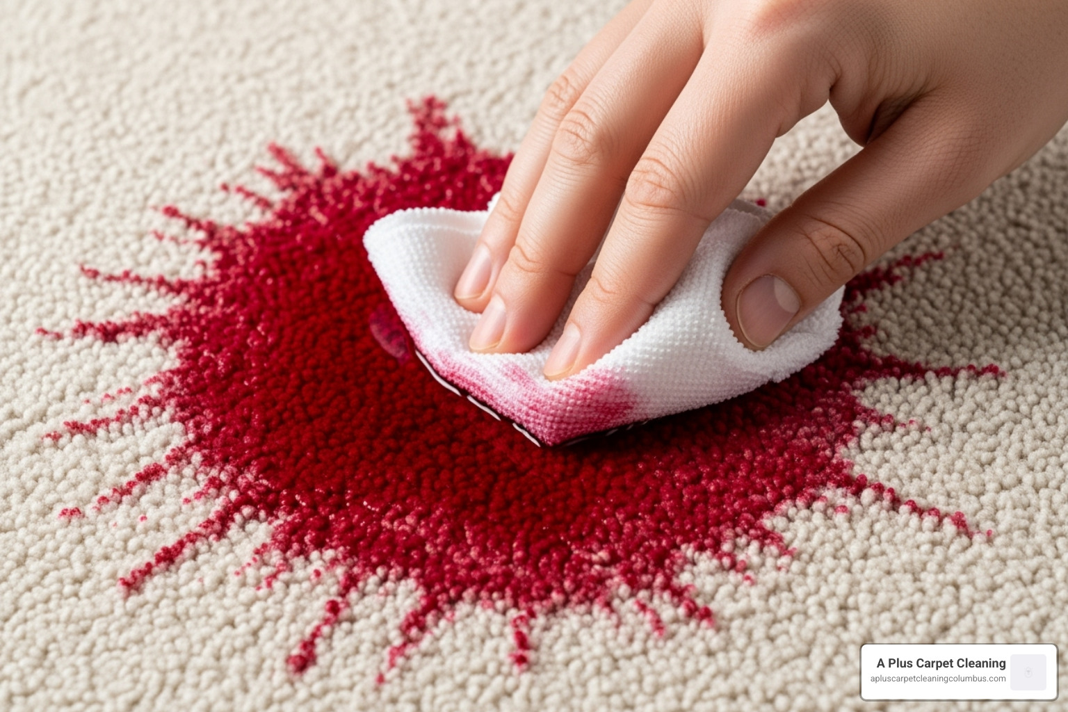 red wine stain being blotted with a white cloth - carpet cleaning home remedies red wine stain being blotted with a white cloth - carpet cleaning home remedies