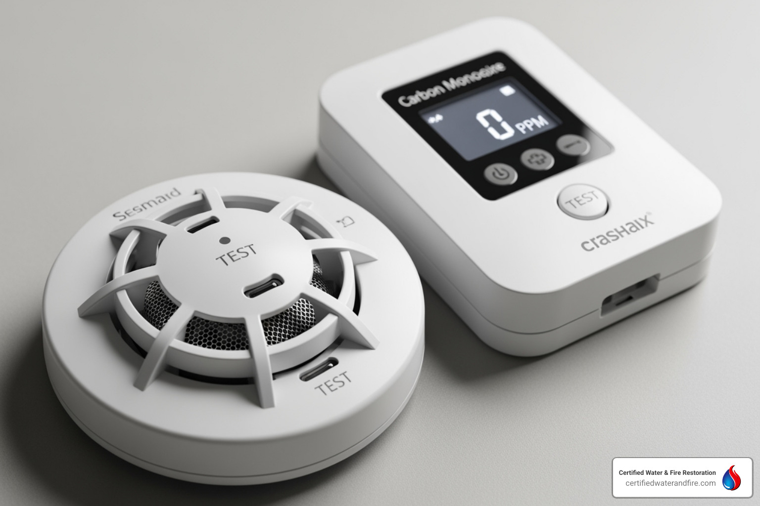 comparison of a smoke detector and a carbon monoxide detector - fire alarm going off for no reason