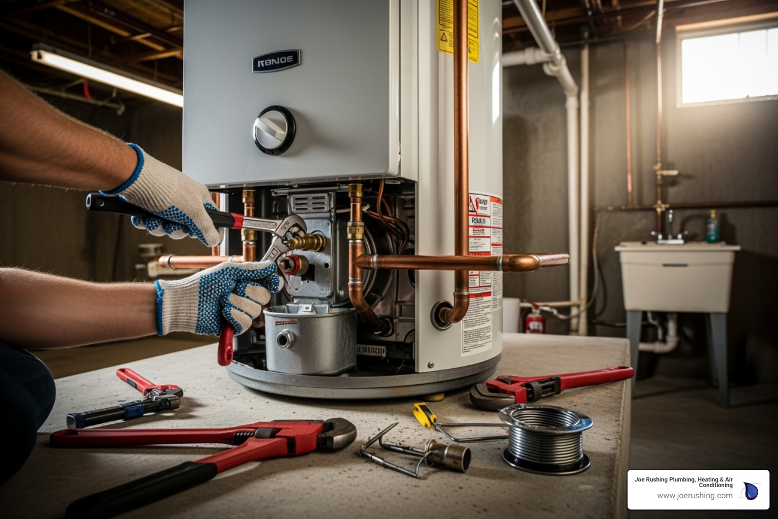 professional plumber installing a water heater - water heater installation lubbock tx