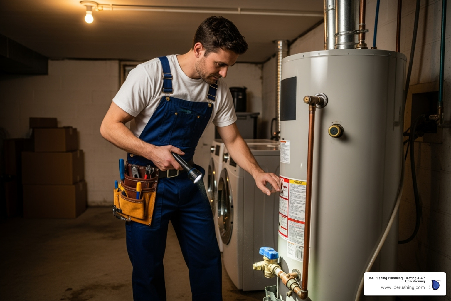 A plumber inspecting a water heater unit - no hot water lubbock tx A plumber inspecting a water heater unit - no hot water lubbock tx