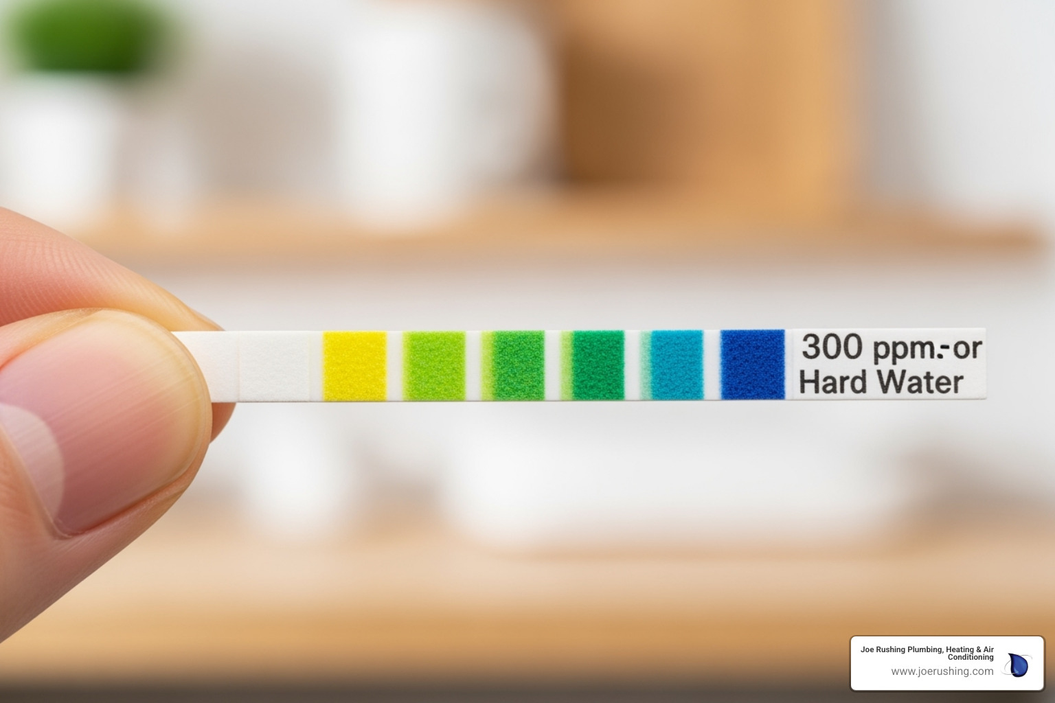 image of a water hardness test strip showing hard water - tankless water heater installation levelland tx image of a water hardness test strip showing hard water - tankless water heater installation levelland tx