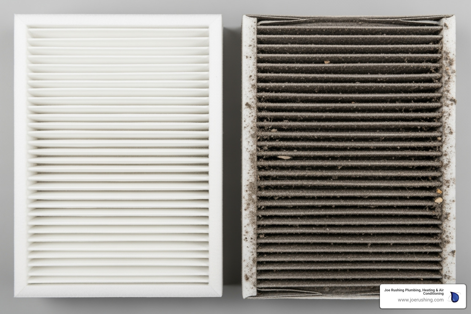 clean HVAC filter next to a dirty one - affordable heating repair levelland tx