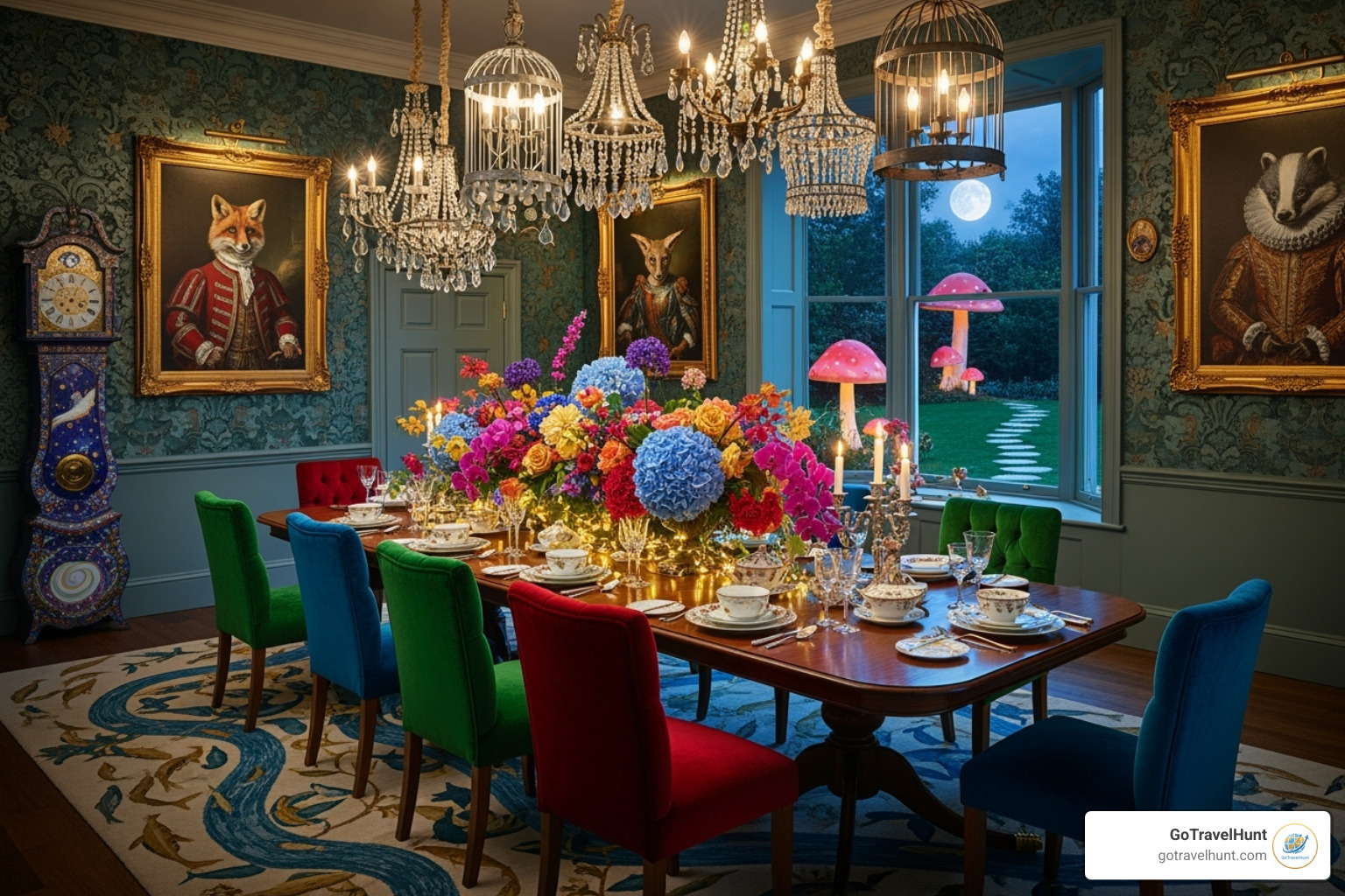 An opulent, whimsical dining room - romantic virginia getaways