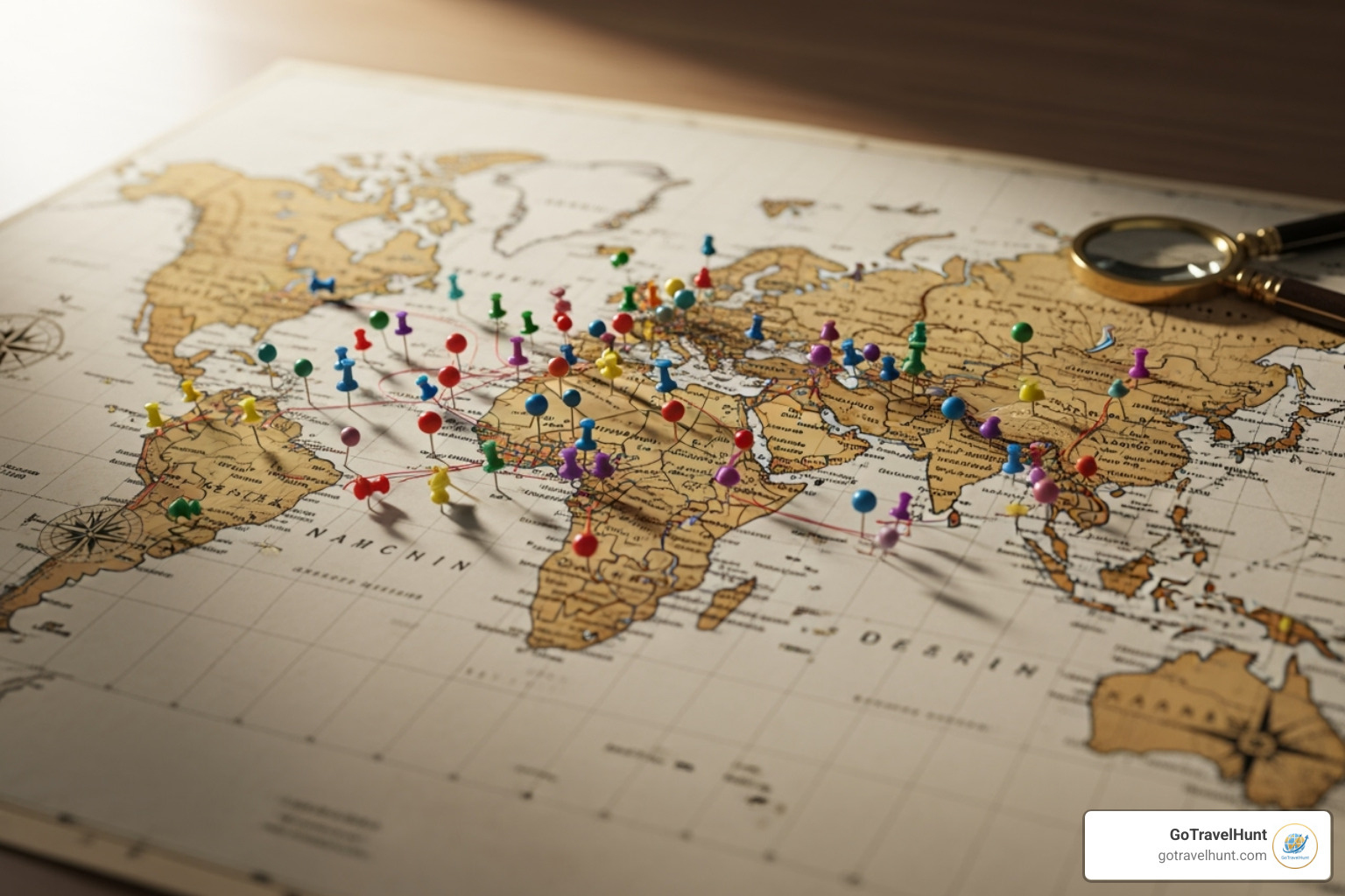 world map with pins in various locations - a travel experience world map with pins in various locations - a travel experience