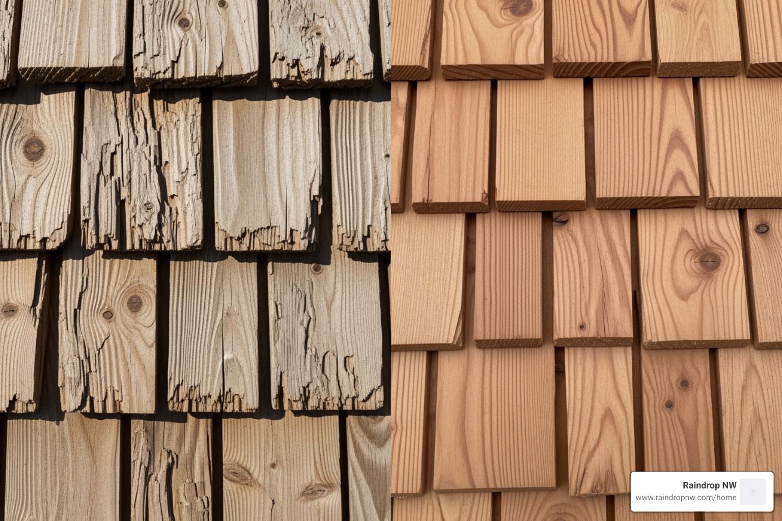 different textures of hand-split vs. machine-sawn cedar shakes - best cedar roofing company in wood village or