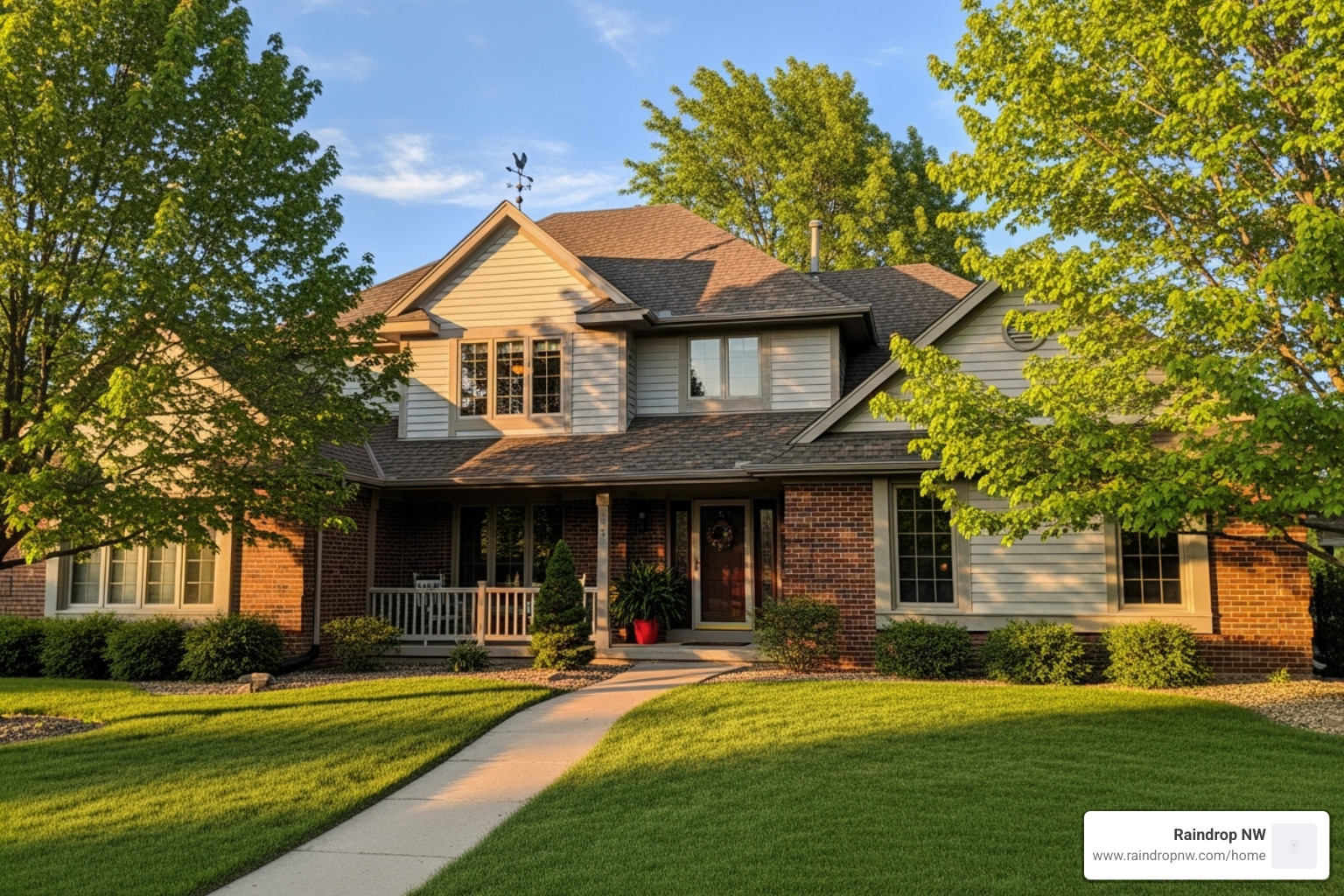 home with a standard asphalt shingle roof for comparison - best cedar roofing company in savannah oaks or