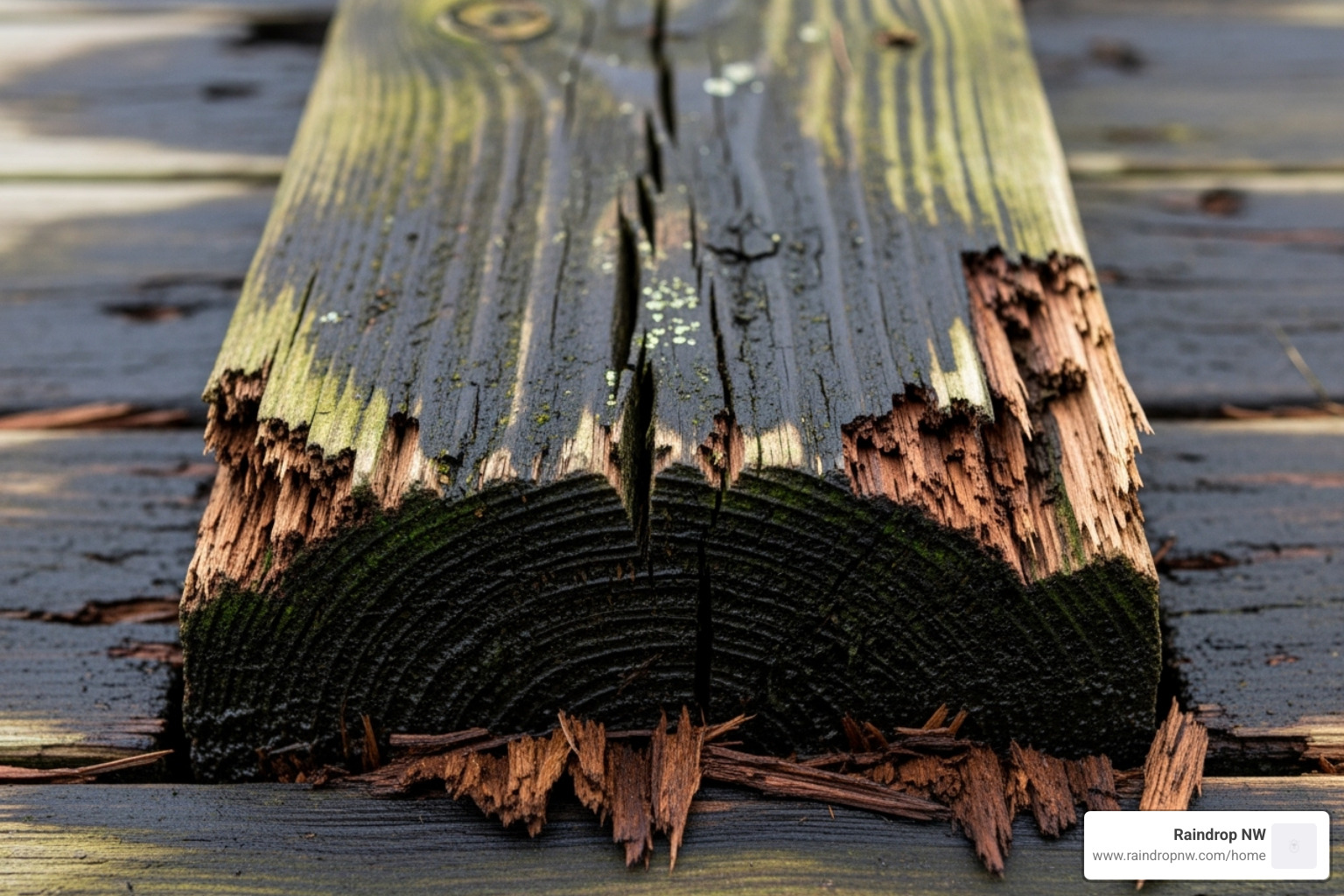 water damage on wooden deck joist - epdm balconies, patios, and flat decks in first addition or