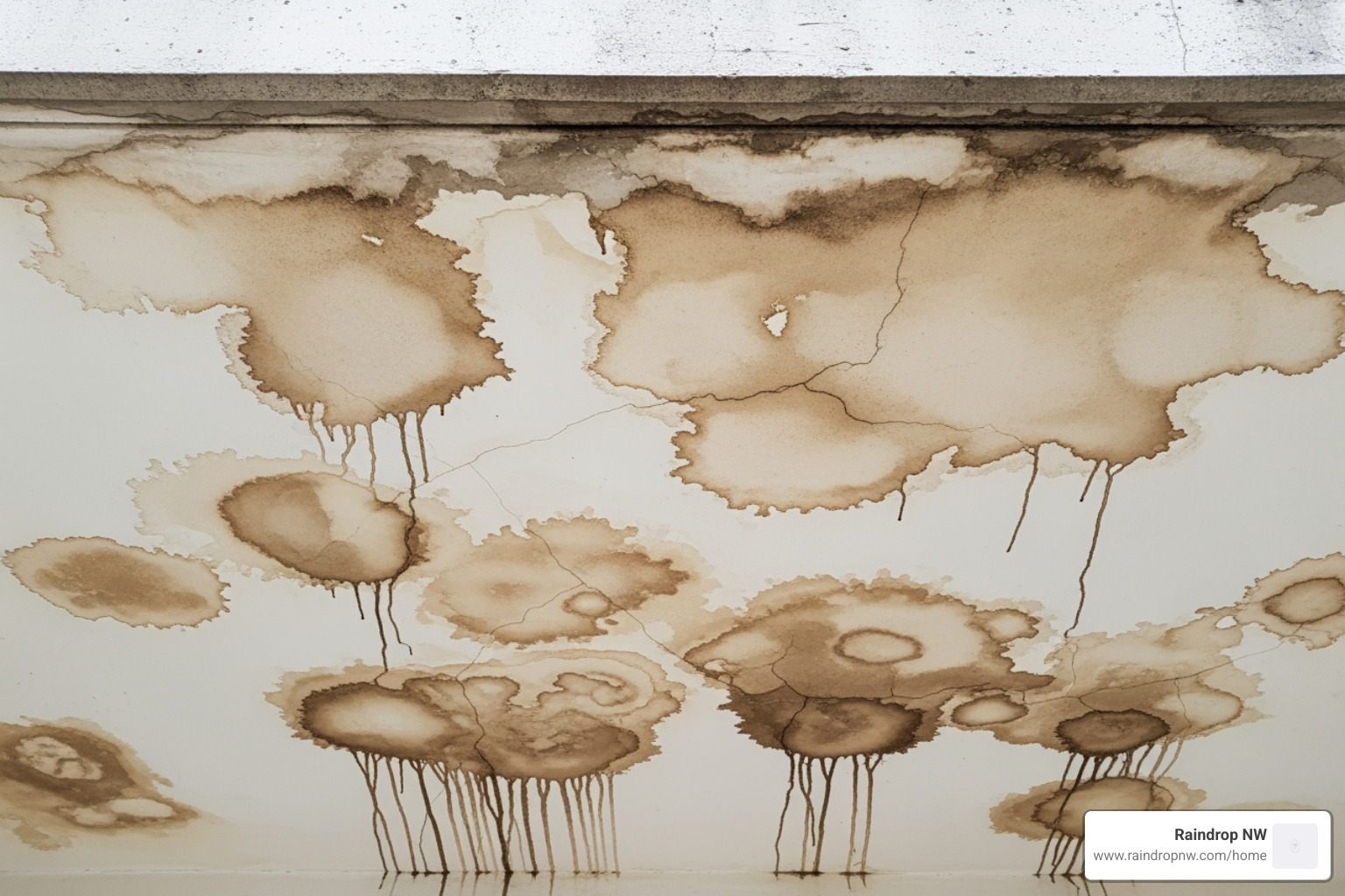 Water stains on a ceiling below a balcony - balconies, patios, and flat decks roof vent repair in gresham or Water stains on a ceiling below a balcony - balconies, patios, and flat decks roof vent repair in gresham or