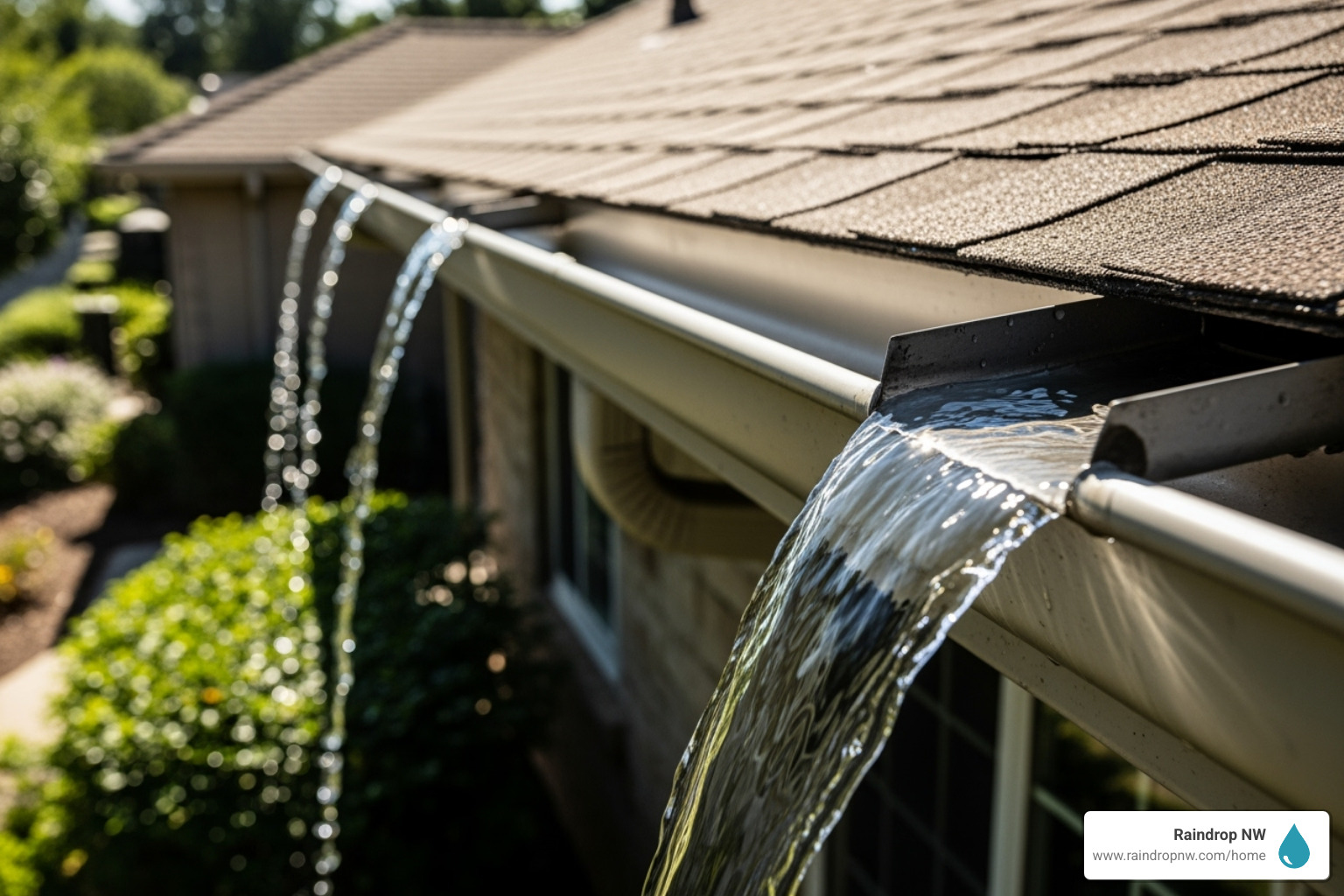 Clean, free-flowing gutters - asphalt shingle roofing maintenance in bull mountain or
