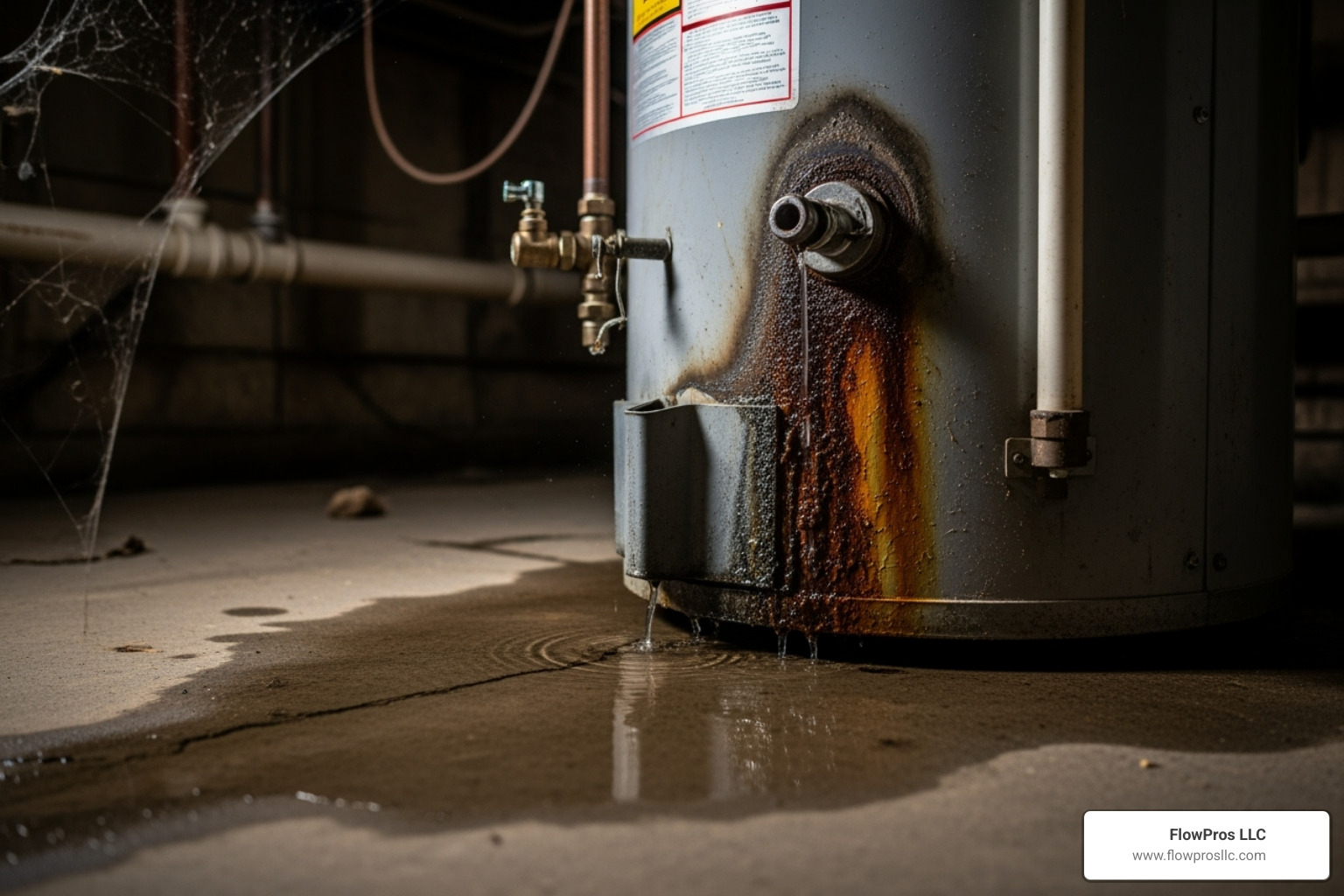 water pooling at the base of an old water heater - local water heater installation and repair company in clearwater beach, fl