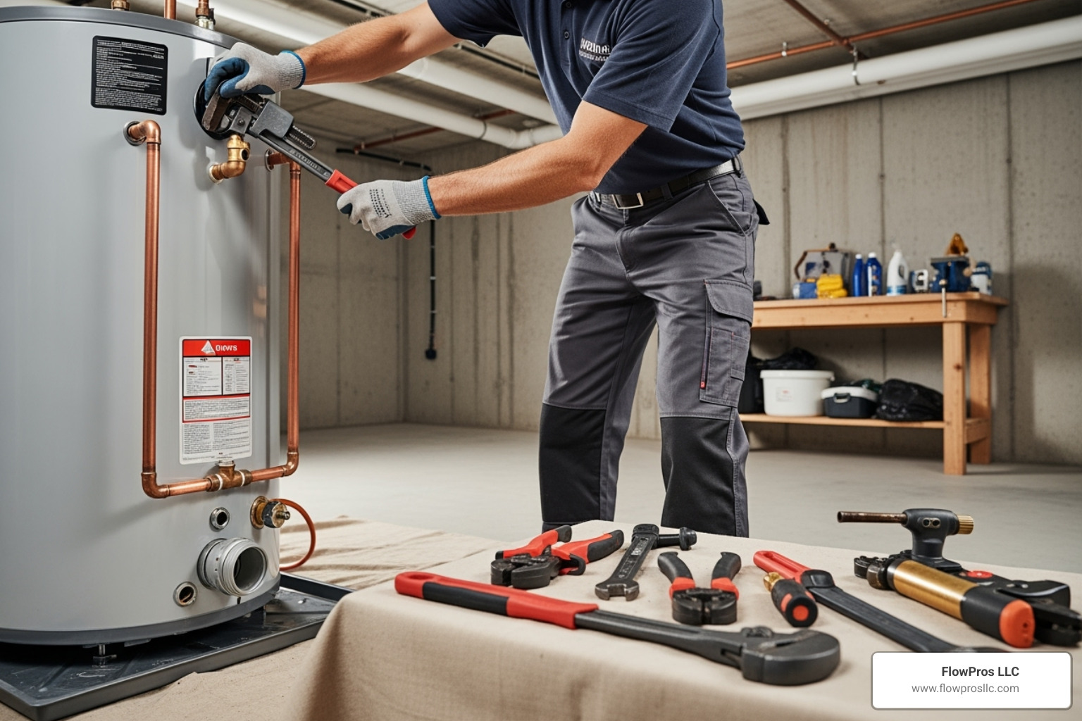 certified plumber working on a water heater installation - local water heater installation and repair company in clearwater beach, fl