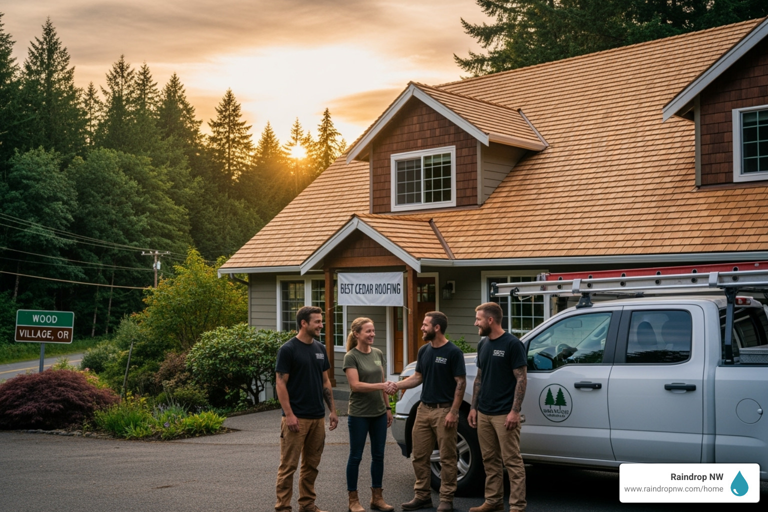 positive customer review snippet - best cedar roofing company in wood village or