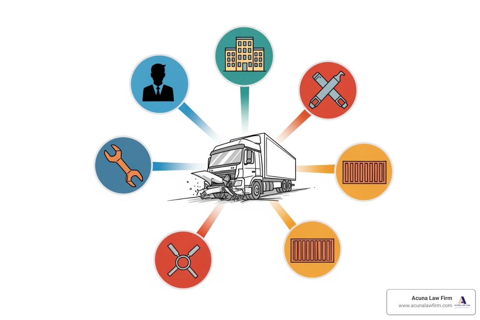 flowchart showing potential liable parties stemming from a truck accident - abogados de accidentes de camión