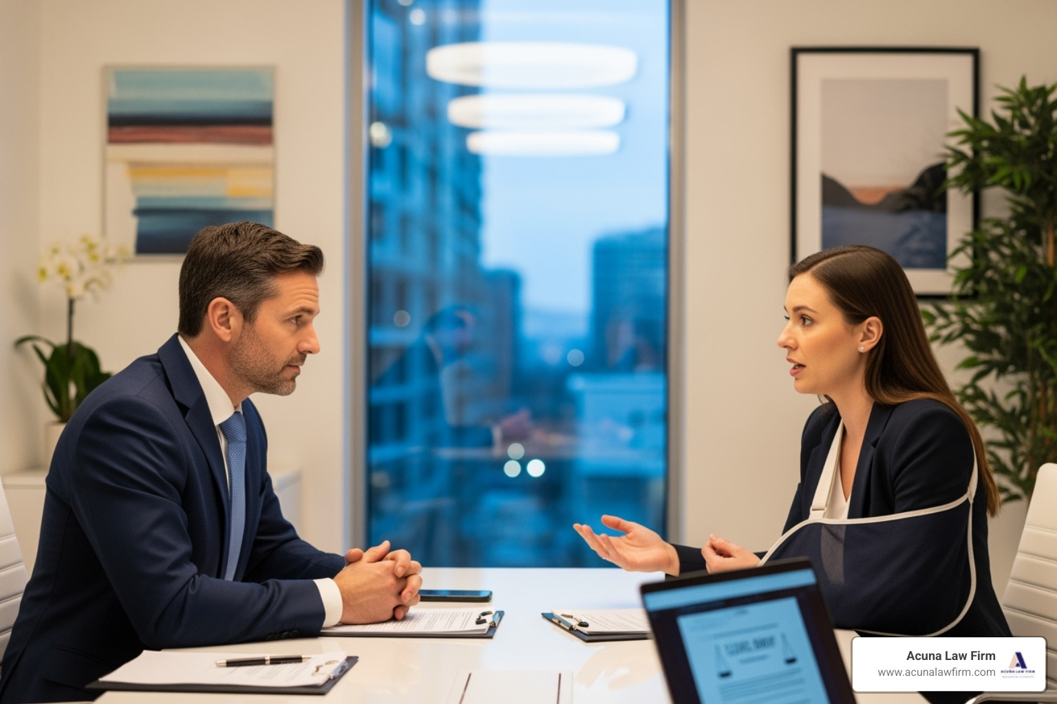 lawyer meeting with a client - dog bite injury compensation