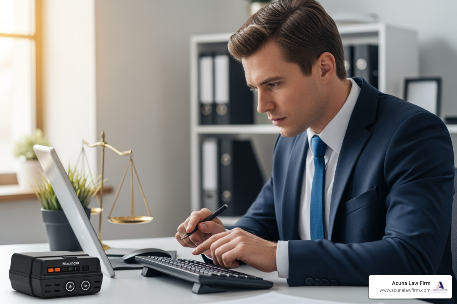 Lawyer examining a truck's black box data report - auto and truck accident lawyer