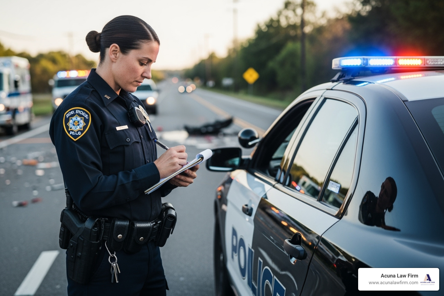 police officer writing a report at an accident scene - lyft car accident settlement police officer writing a report at an accident scene - lyft car accident settlement