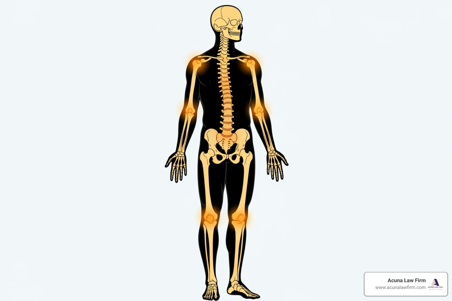 illustrating common motorcycle injury points on a human silhouette - Motorcycle accident lawyer Oklahoma