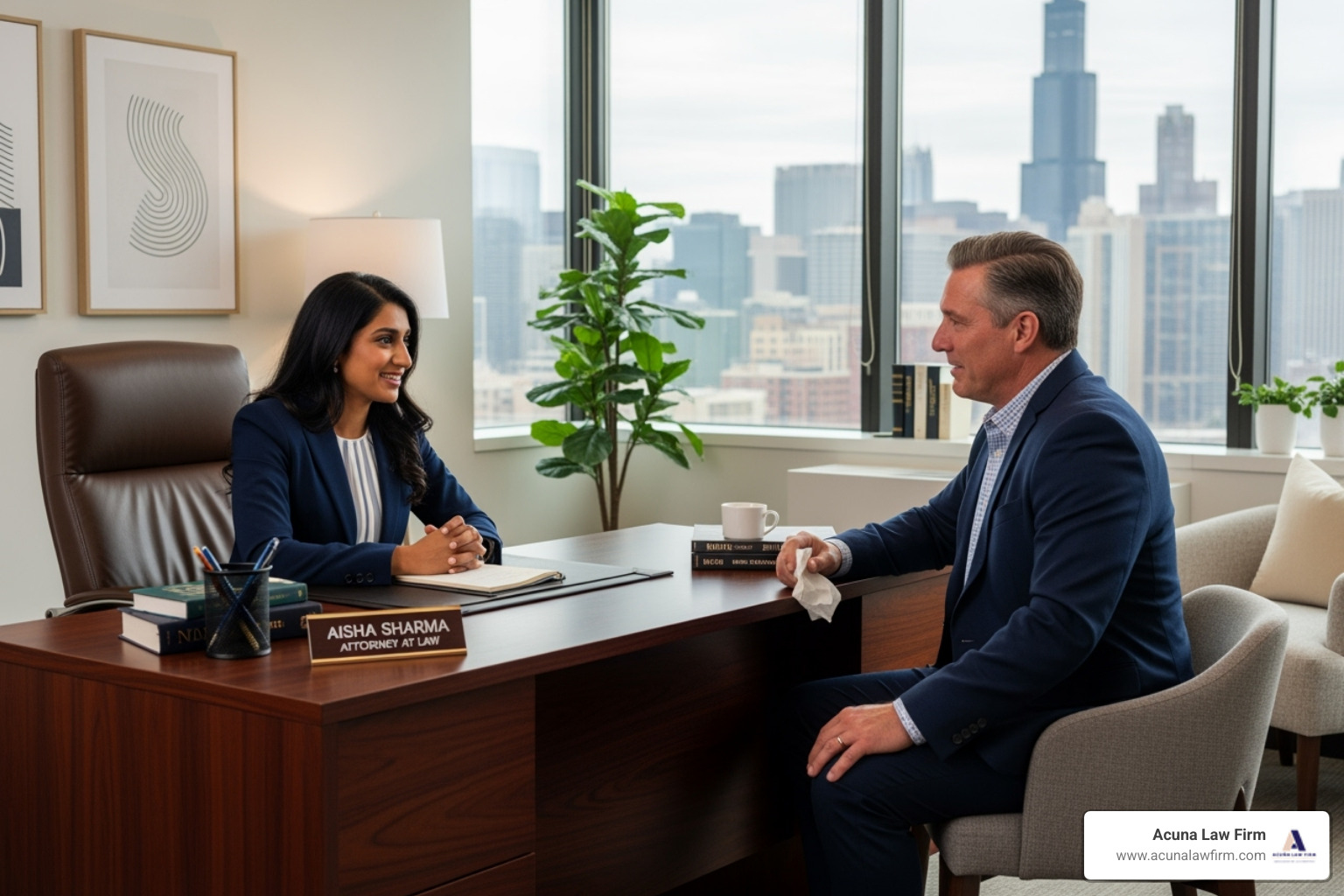 Compassionate lawyer consulting with a client - lawyers that sue trucking companies Compassionate lawyer consulting with a client - lawyers that sue trucking companies