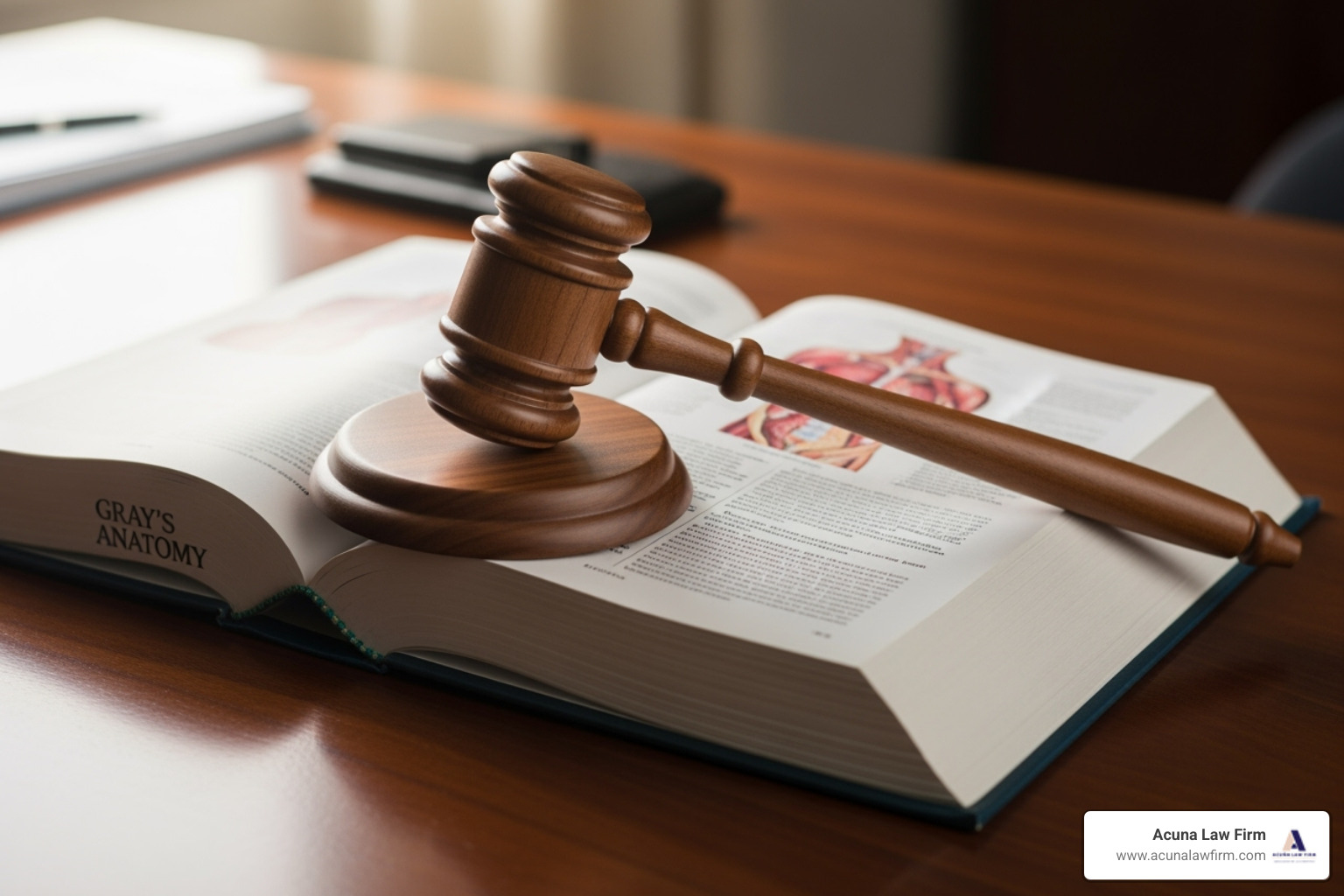 A gavel resting on a medical textbook, symbolizing legal oversight in healthcare. - medical negligence claim