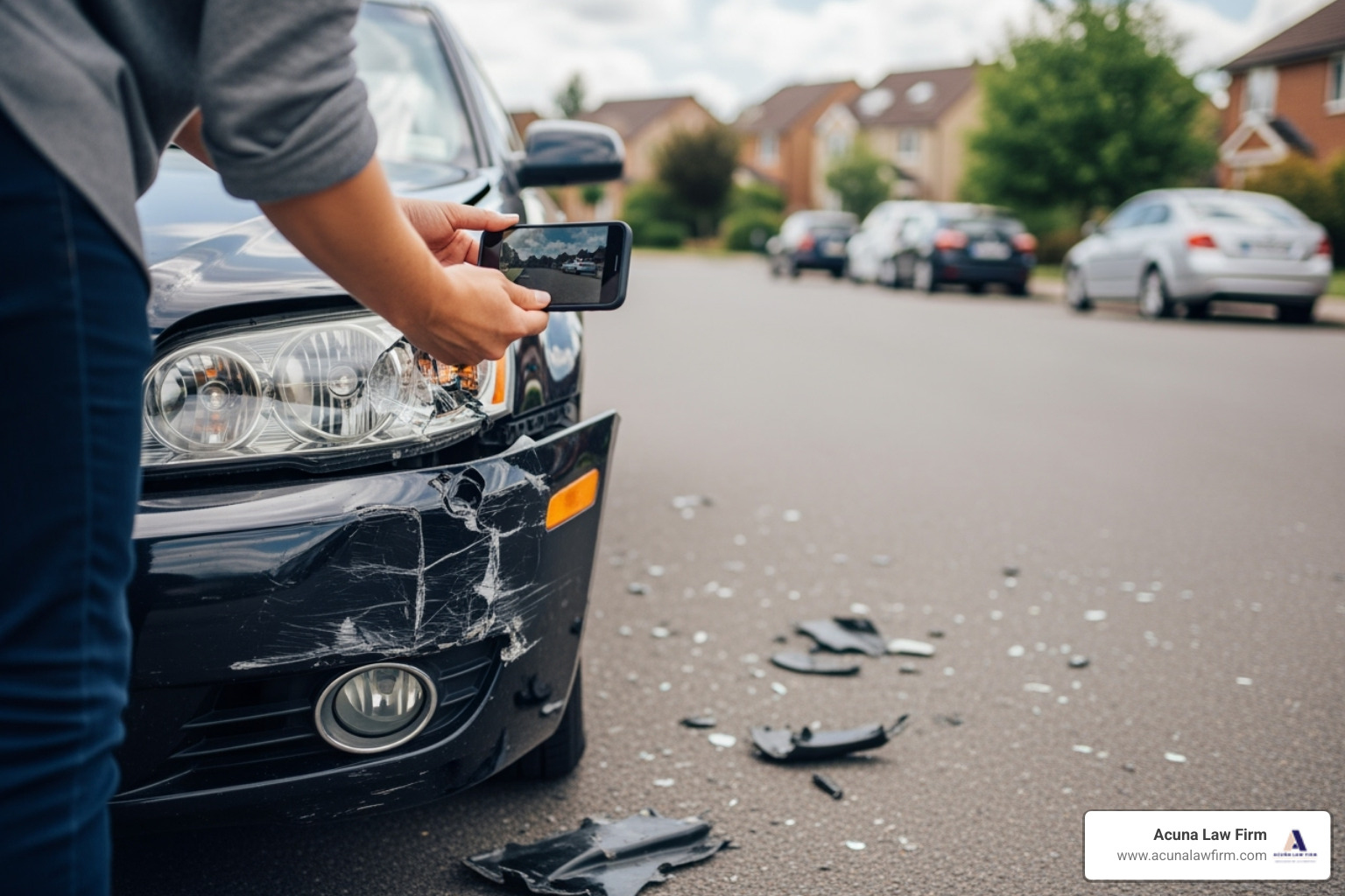 person taking pictures of car damage after an accident - truck crash attorney near me person taking pictures of car damage after an accident - truck crash attorney near me