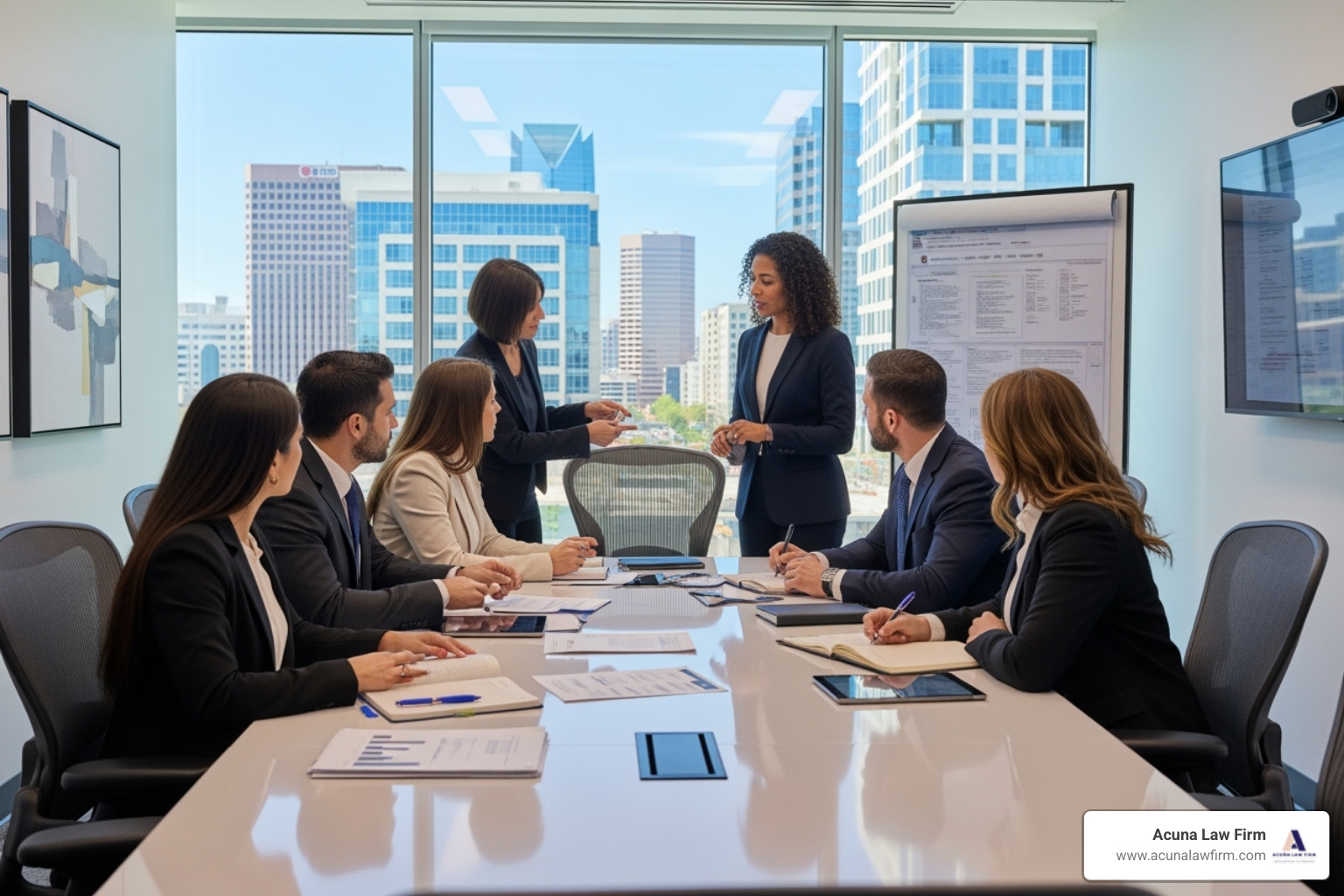 a diverse group of lawyers collaborating in a modern Oklahoma City conference room - wrongful death attorney OKC