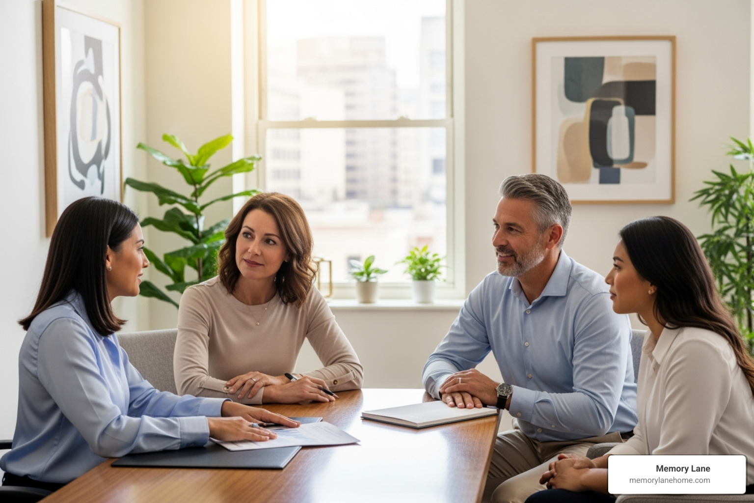 family speaking with a caring financial advisor - nursing homes ann arbor